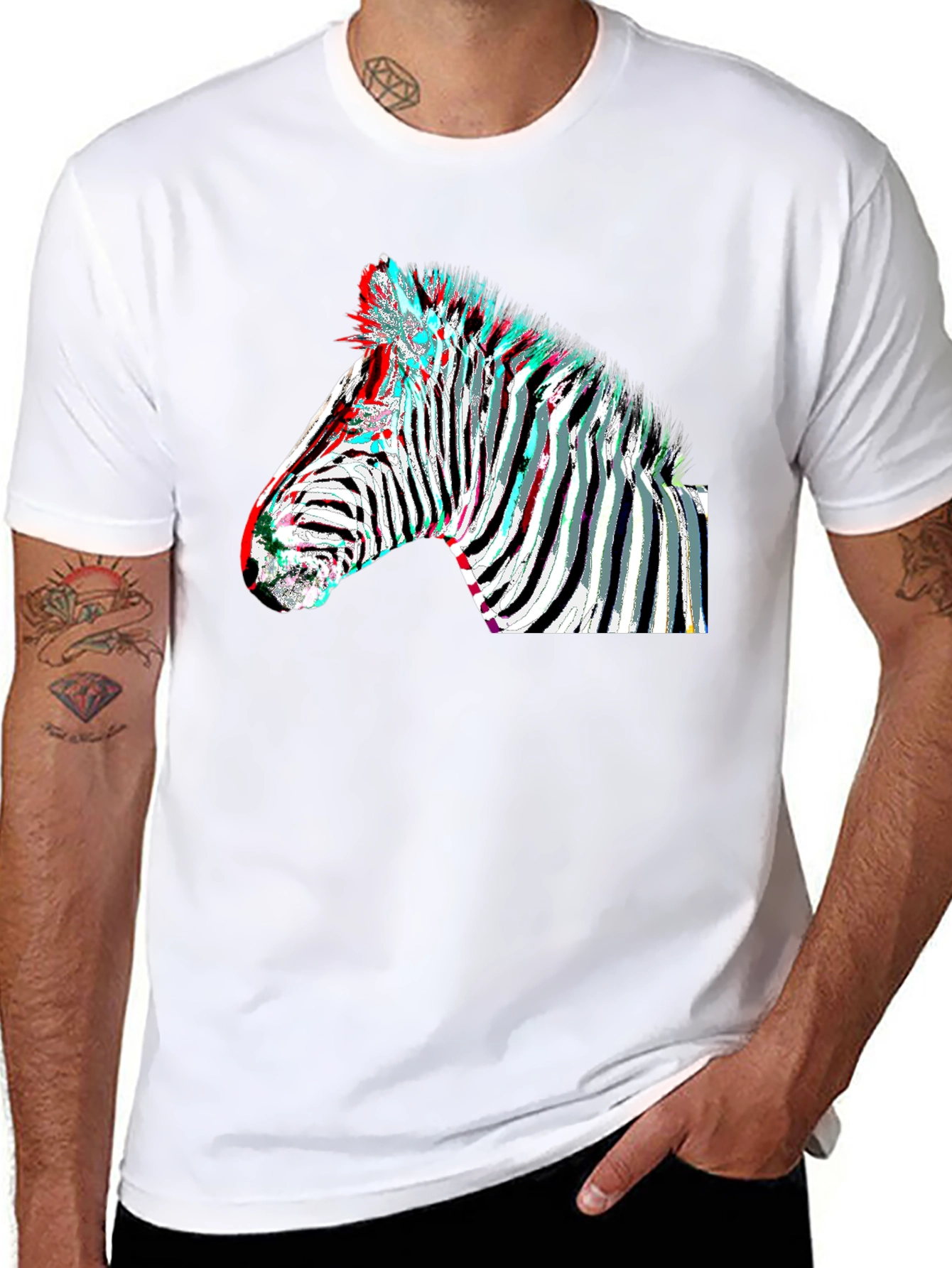 Zebra Glitch Graphic Tee - Modern Animal Print