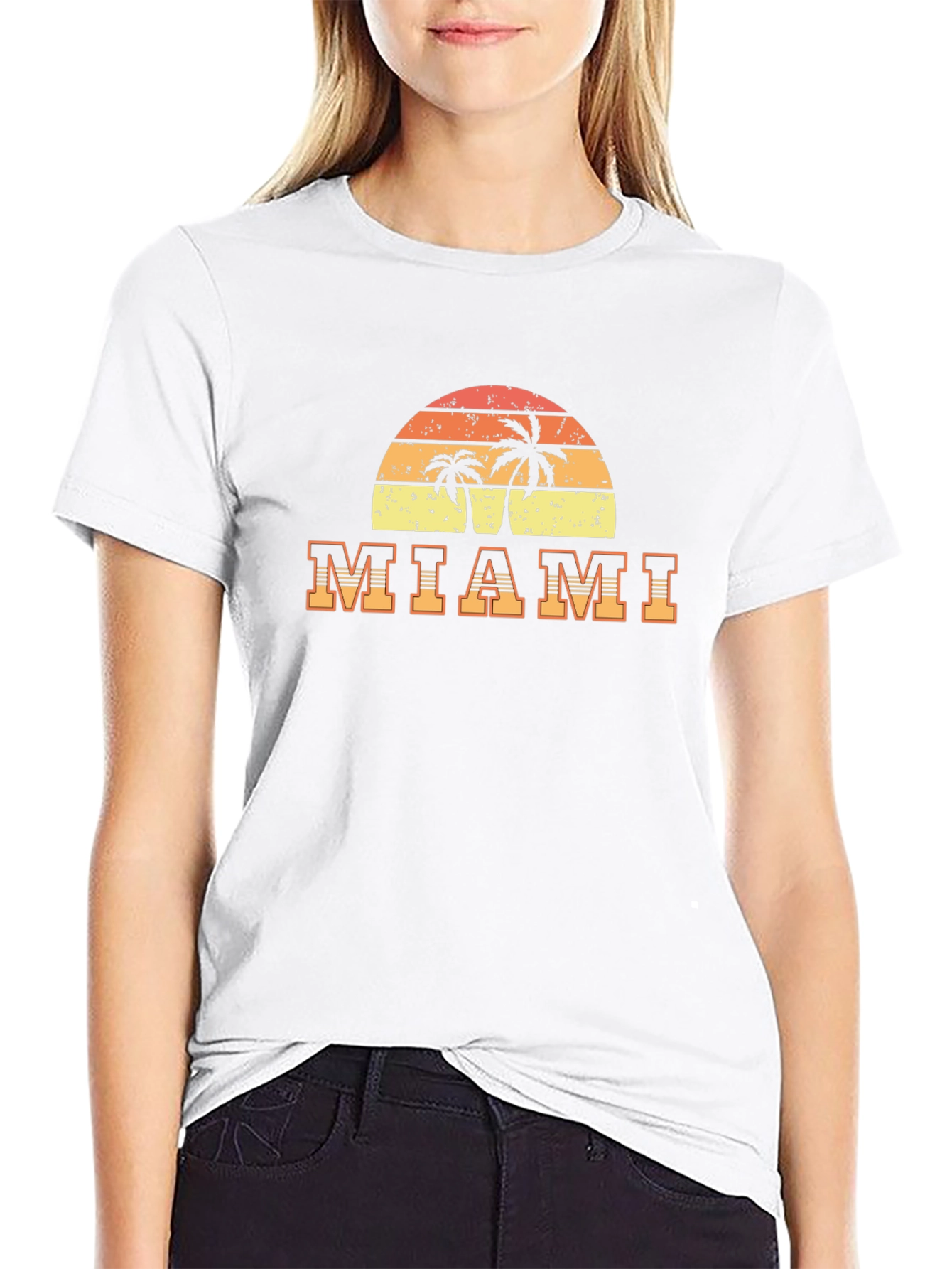 Miami Palm Tree Sunset Graphic T-Shirt