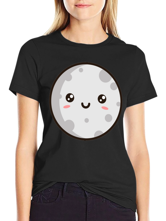 Cute Moon Graphic Tee - Black Unisex T-Shirt