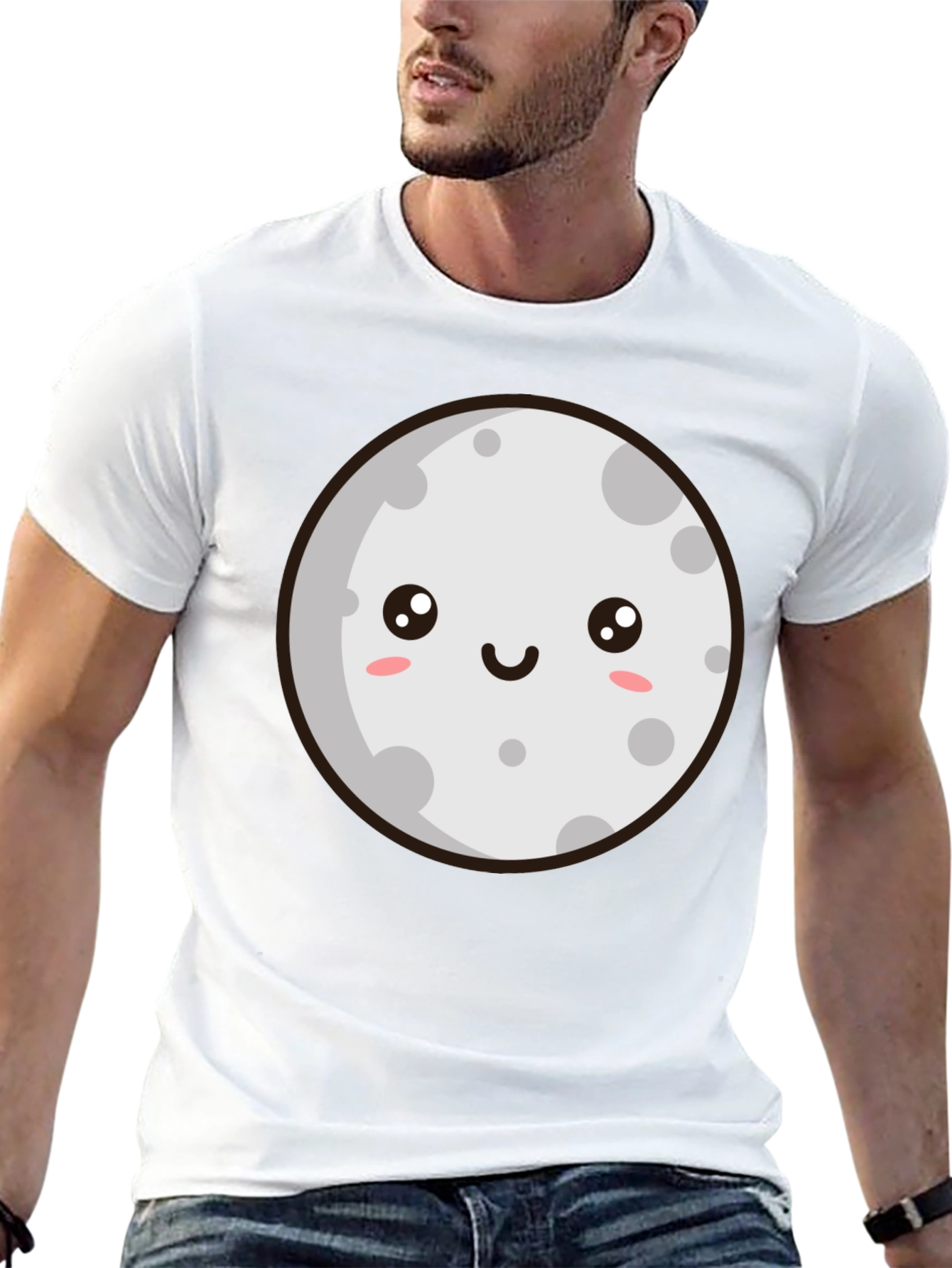 Cute Moon Graphic Tee - Black Unisex T-Shirt