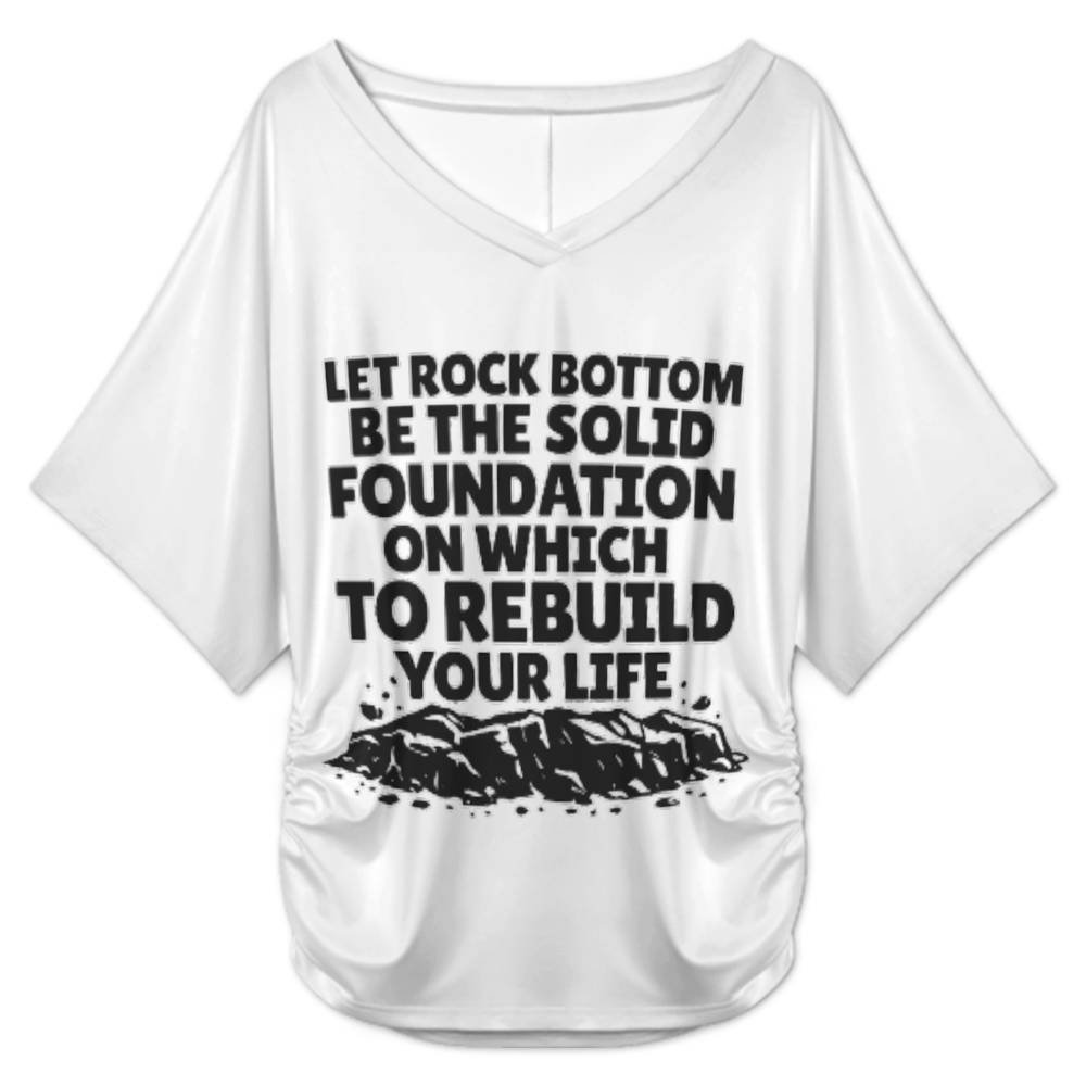 Rock Bottom Motivation Graphic Tee – Inspirational Rebuild Your Life Quote Shirt(z438)