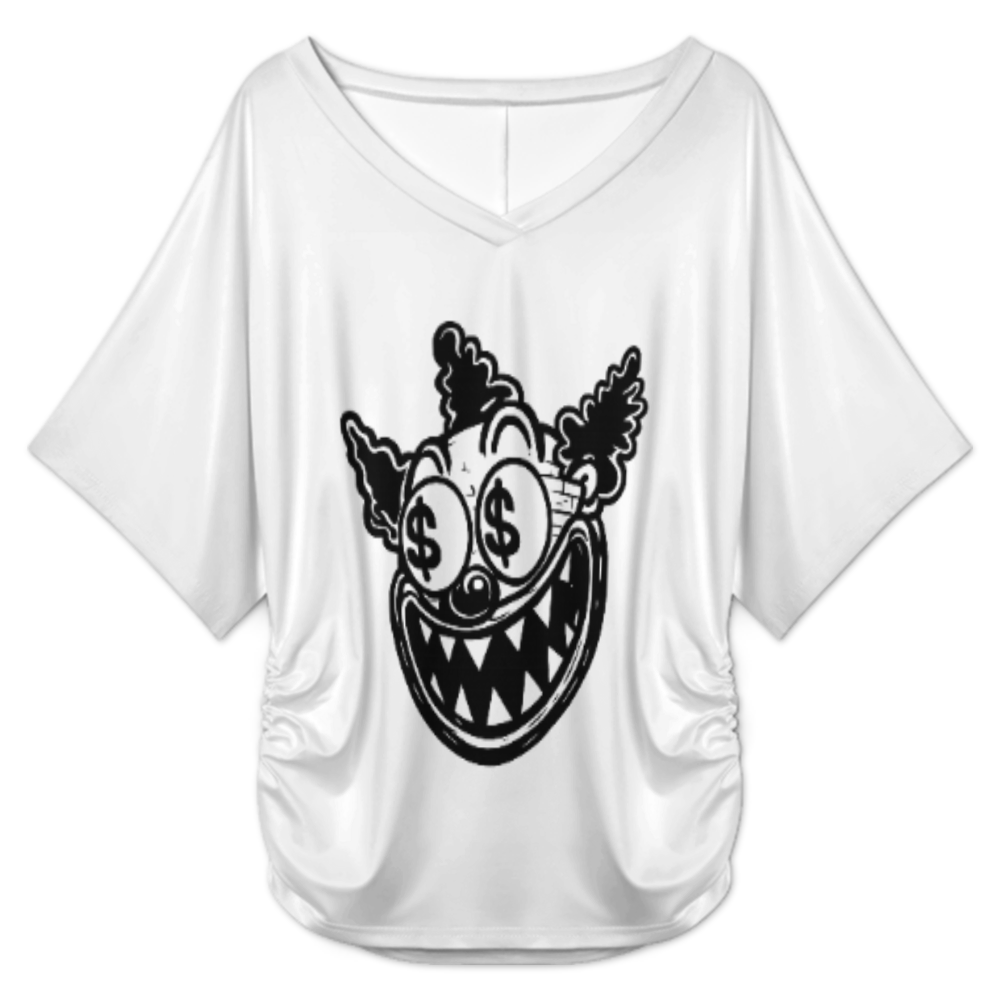 Crazy Clown Dollar Eyes Graphic T-Shirt – Edgy Streetwear Horror Cartoon Tee(z431)
