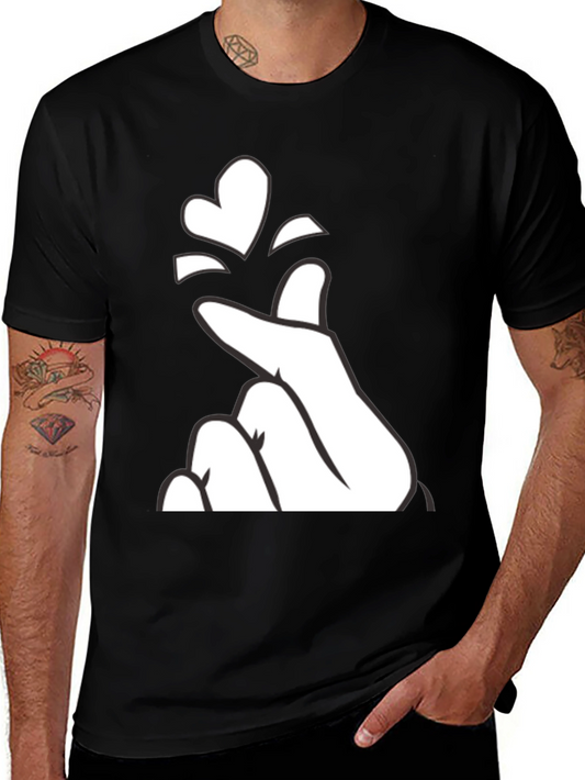 Korean Heart Sign T-Shirt - Trendy Love Gesture Tee