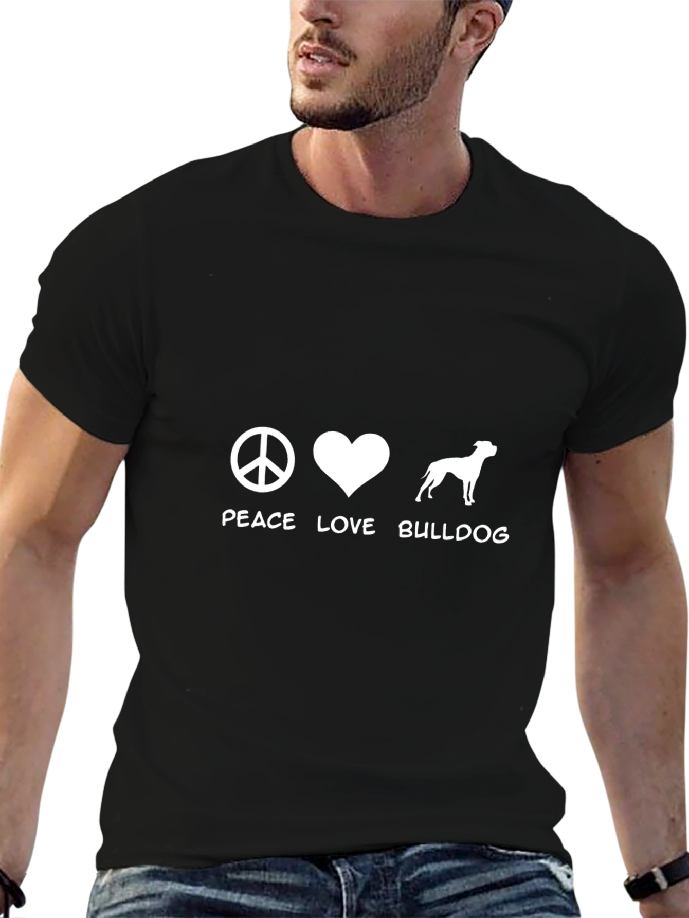 Peace Love Bulldog Graphic T-Shirt