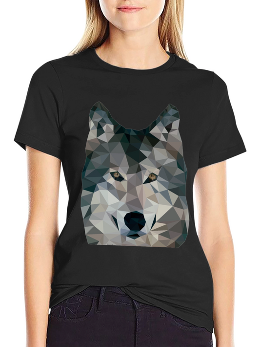 Geometric Wolf Graphic Mens Black T-Shirt
