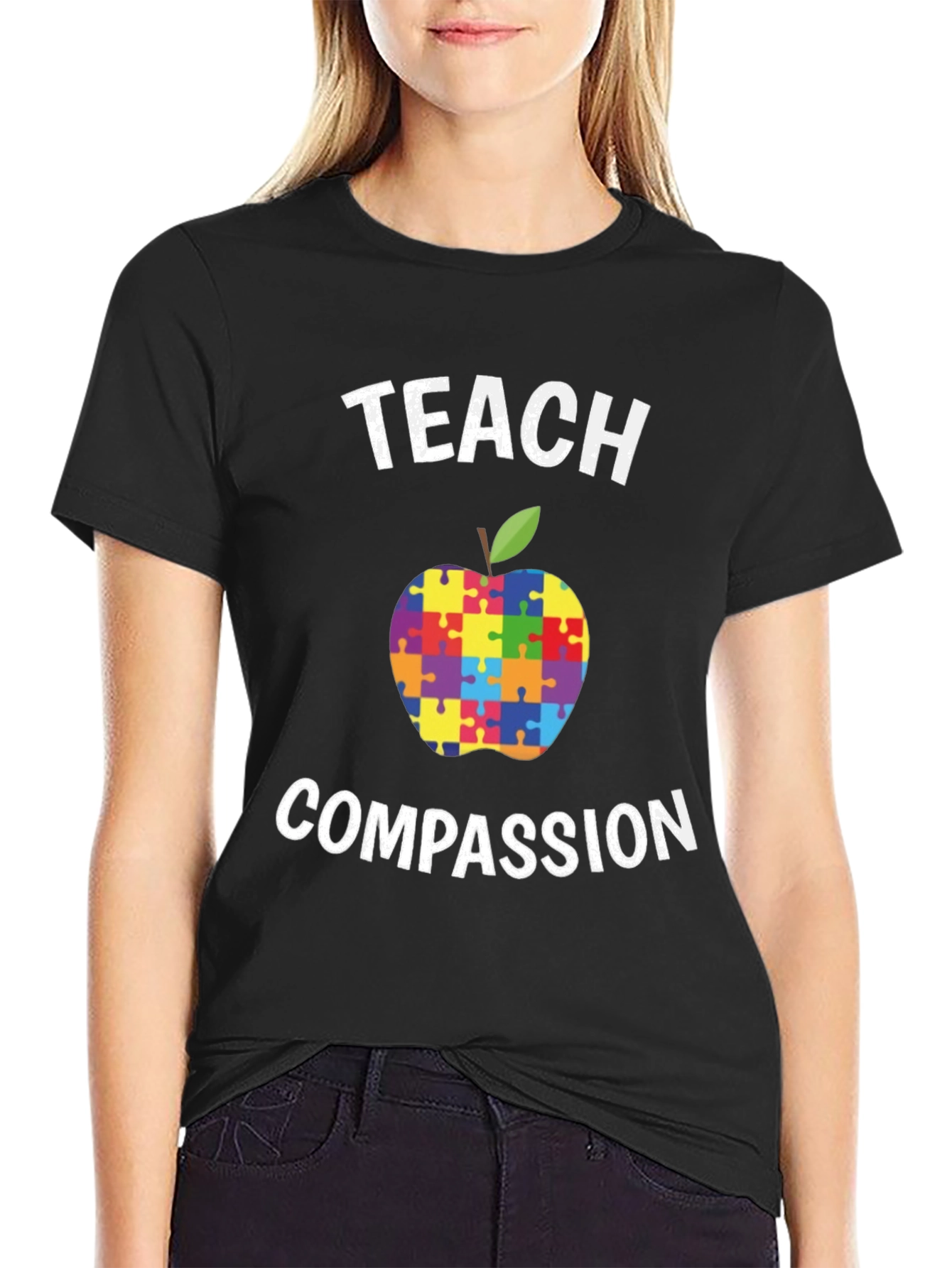 Teach Compassion Puzzle Apple T-Shirt