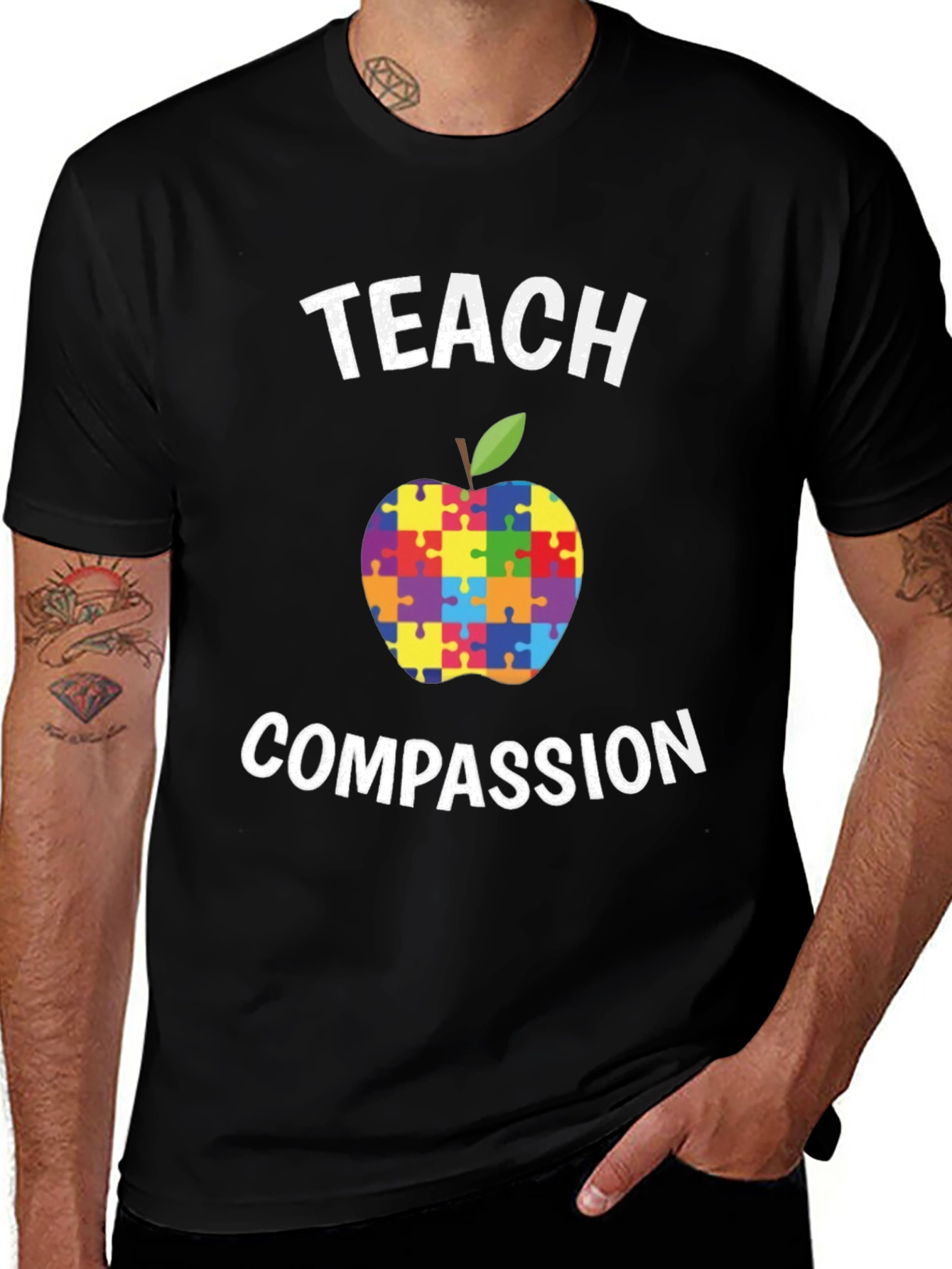 Teach Compassion Puzzle Apple T-Shirt