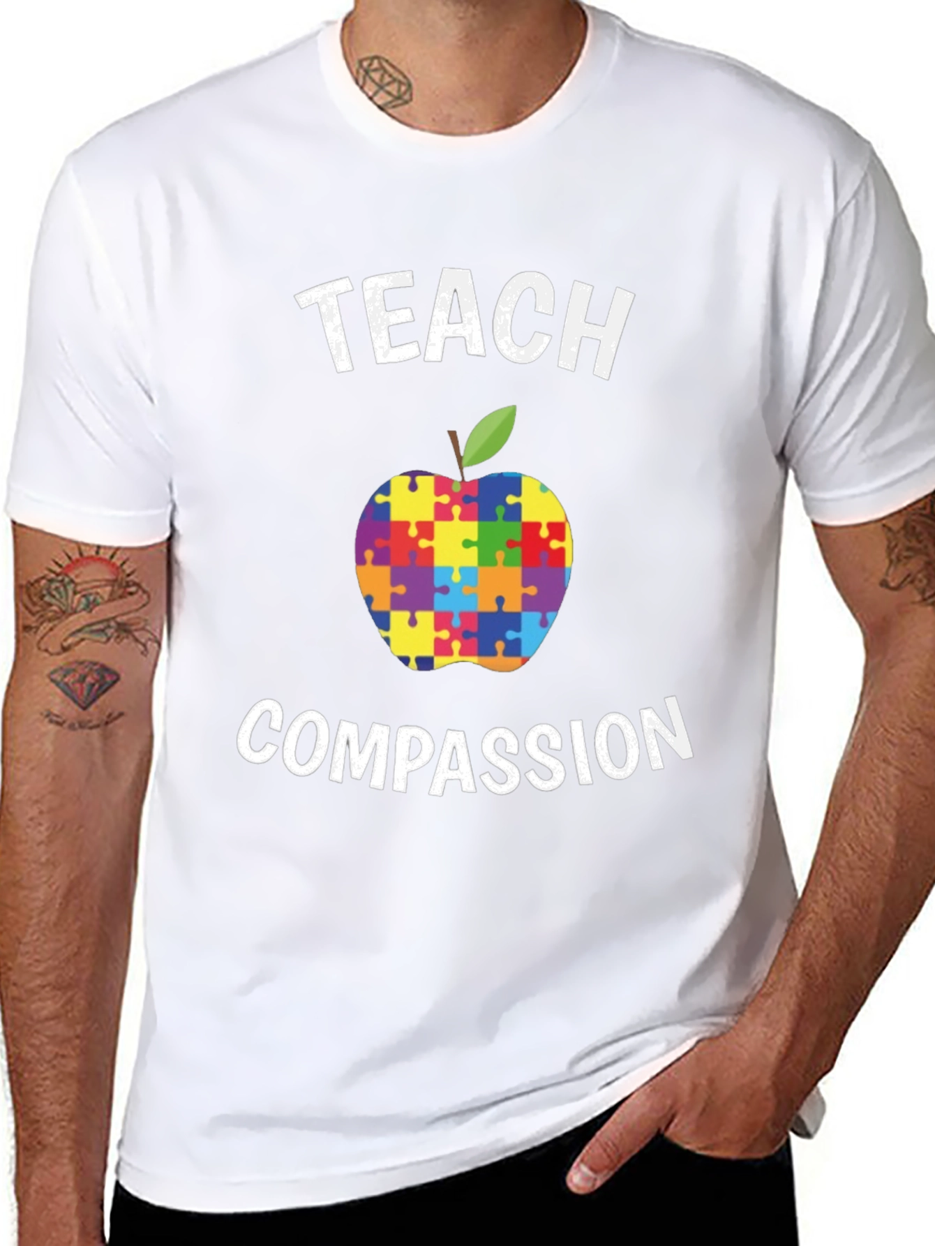 Teach Compassion Puzzle Apple T-Shirt