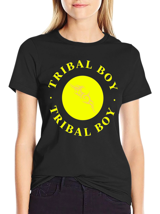 Tribal Boy Black T-Shirt - Yellow Design