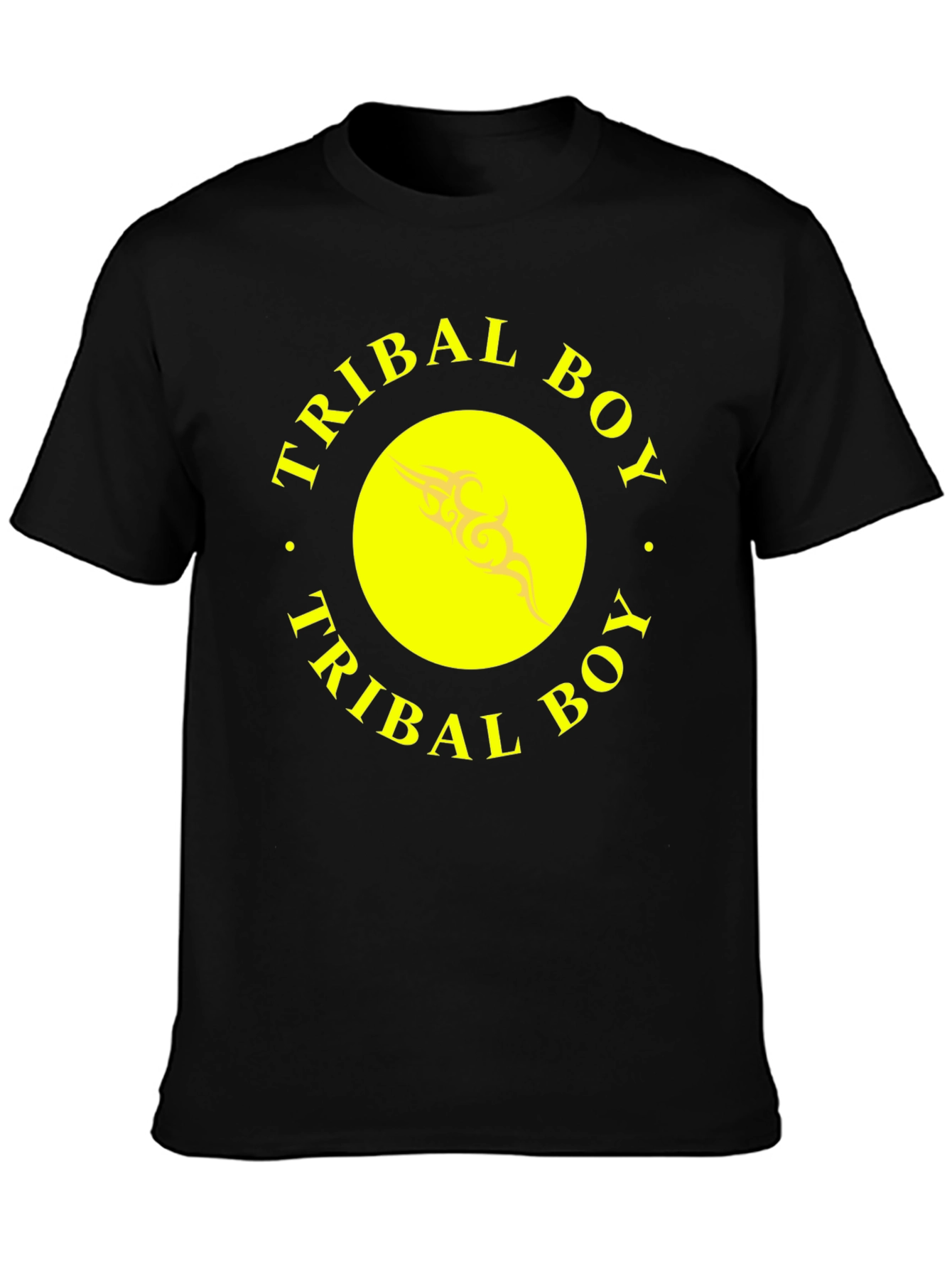 Tribal Boy Black T-Shirt - Yellow Design