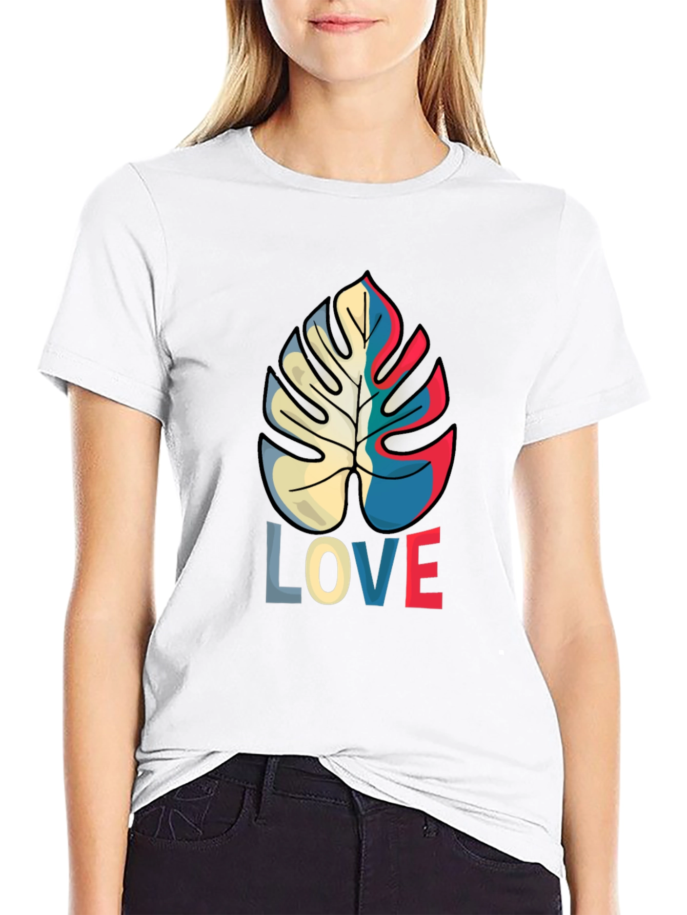 Tropical Monstera Leaf LOVE Graphic Tee