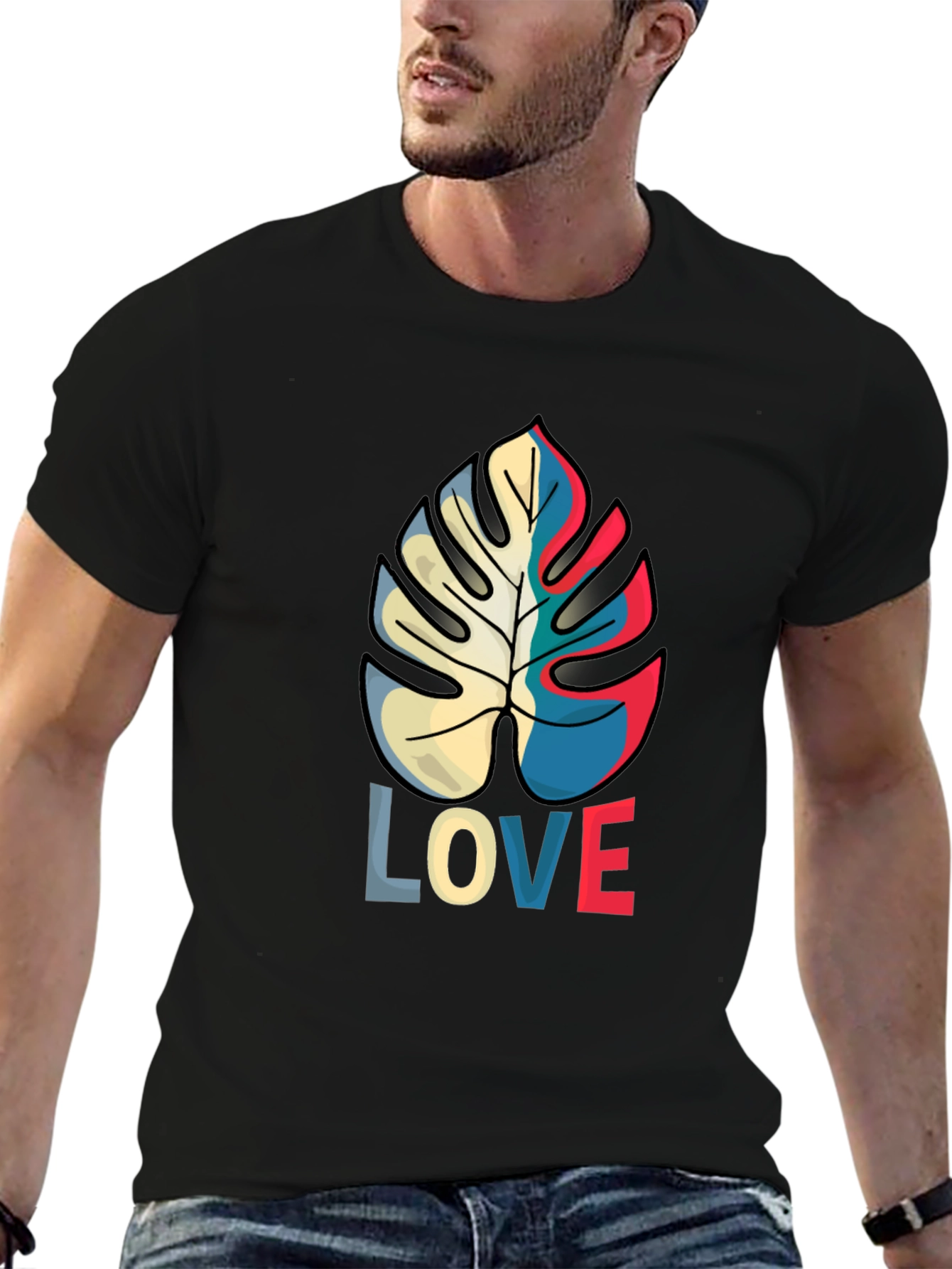 Tropical Monstera Leaf LOVE Graphic Tee