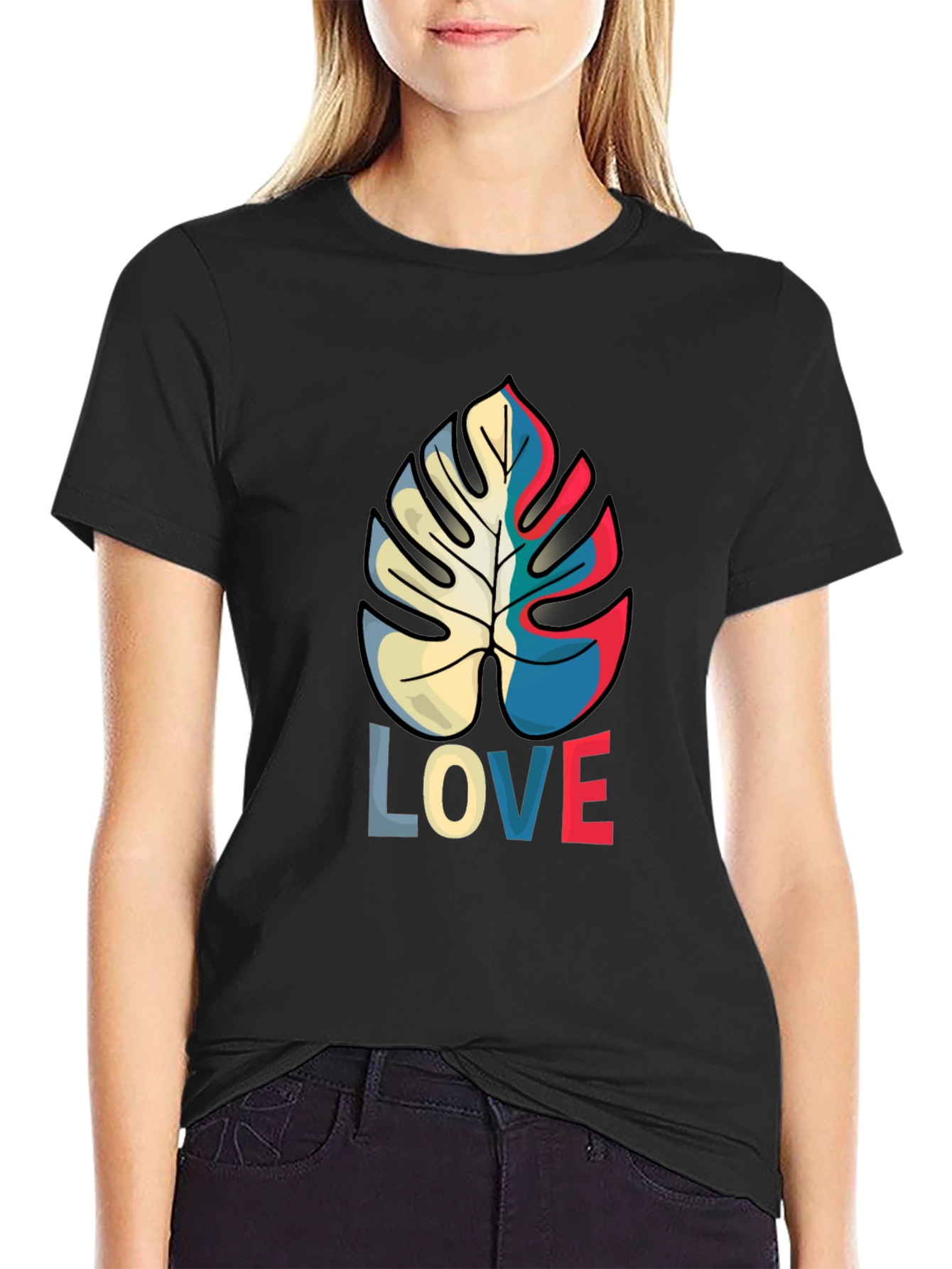 Tropical Monstera Leaf LOVE Graphic Tee