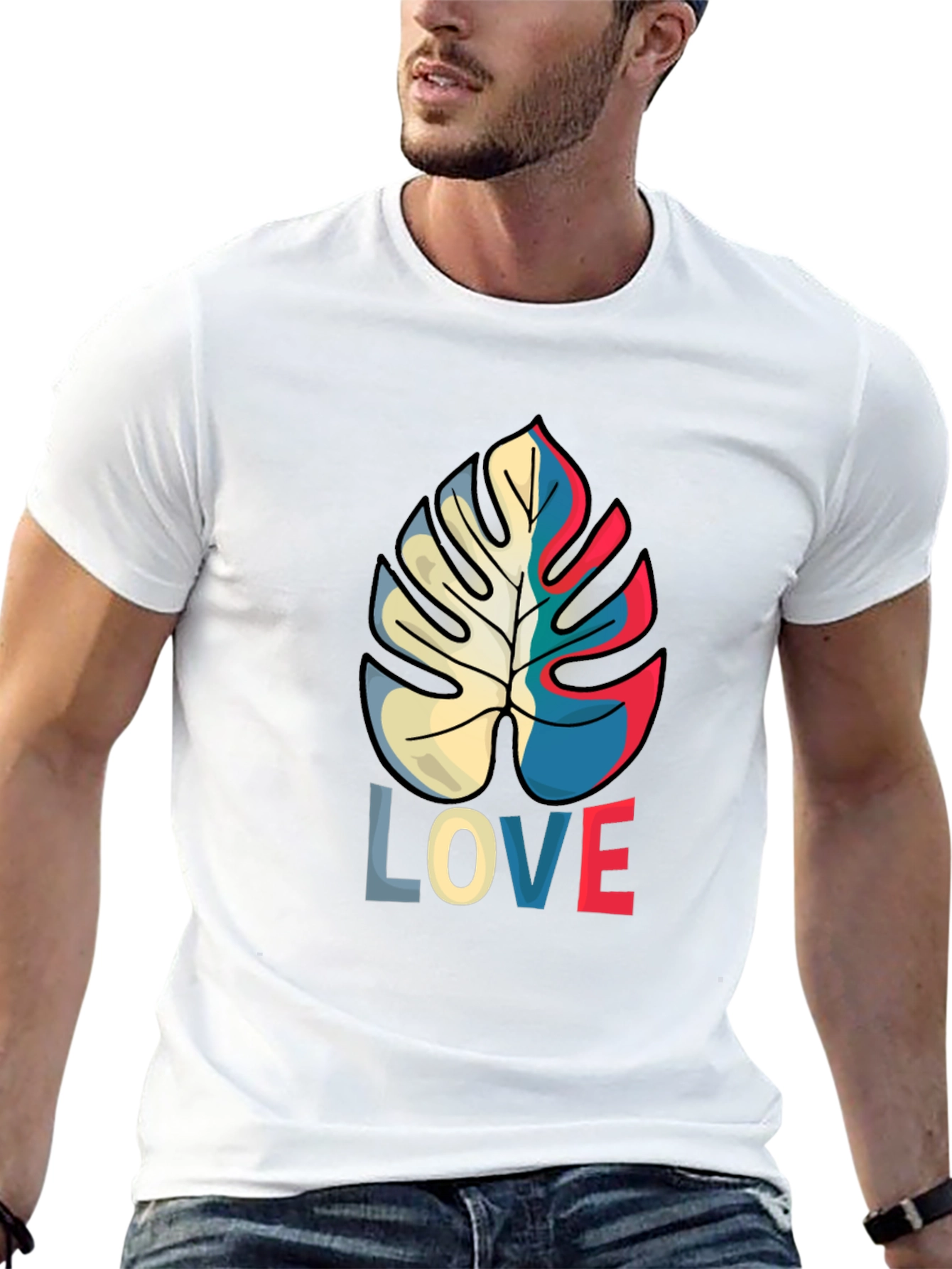 Tropical Monstera Leaf LOVE Graphic Tee