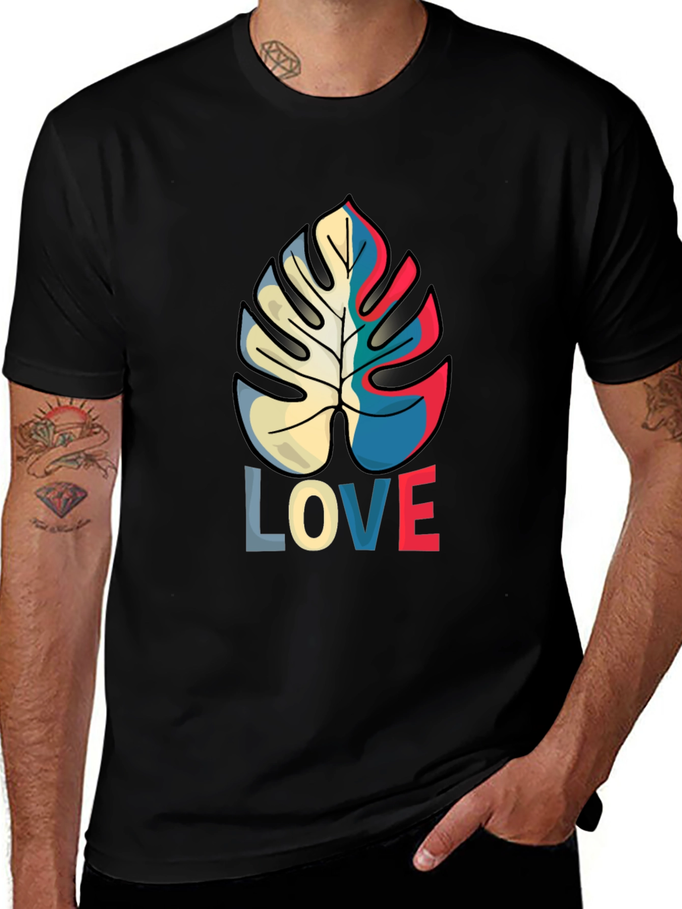 Tropical Monstera Leaf LOVE Graphic Tee