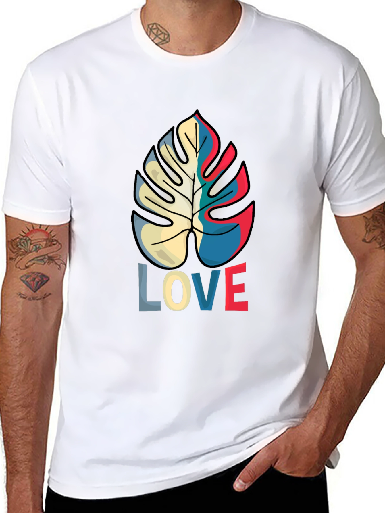 Tropical Monstera Leaf LOVE Graphic Tee