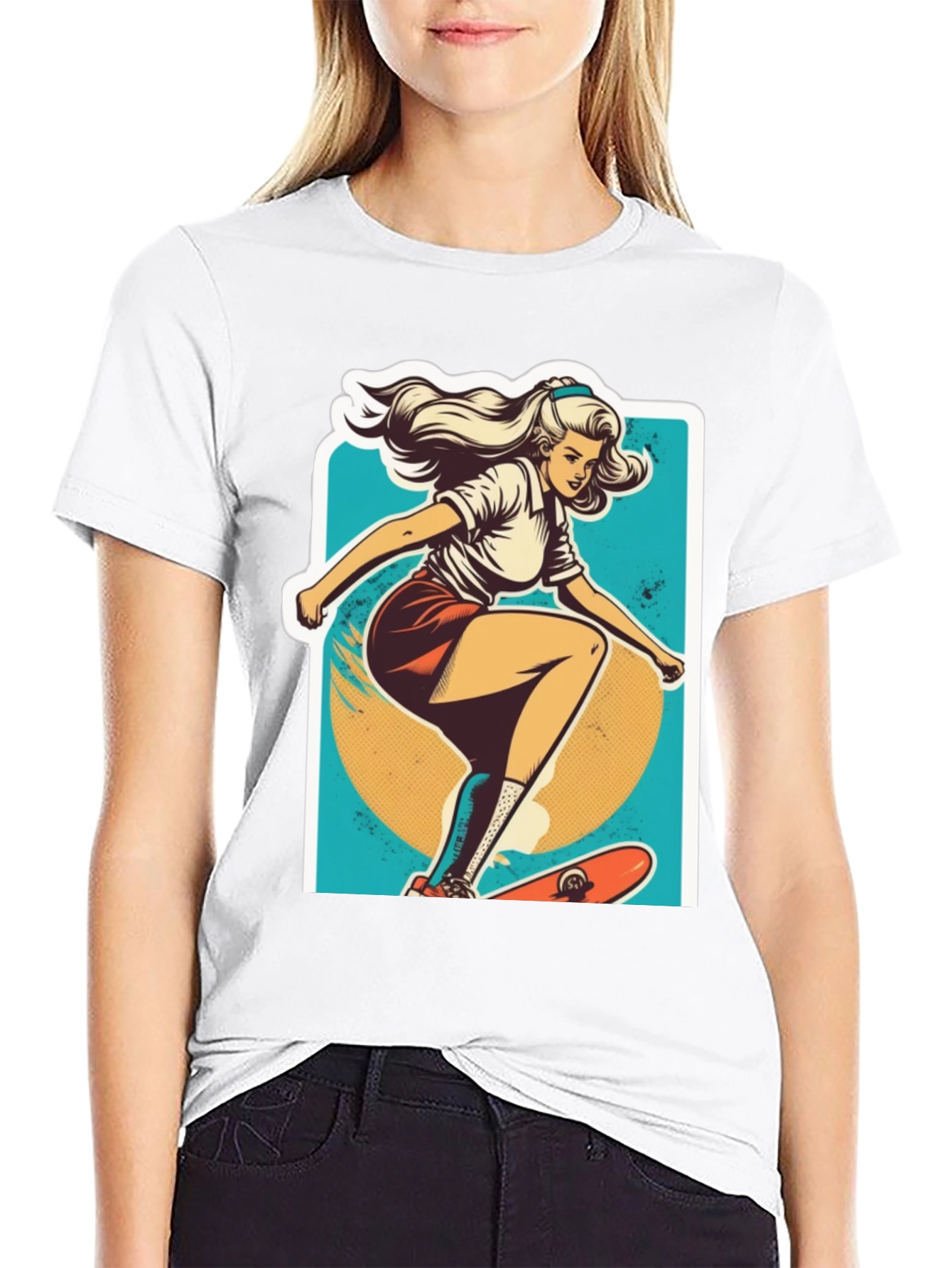 Skater Girl Graphic Tee - Cool Retro Style