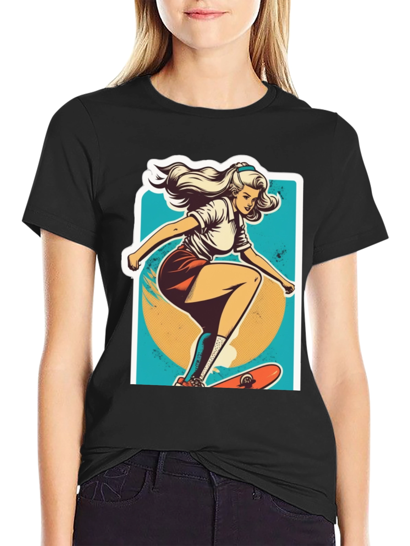 Skater Girl Graphic Tee - Cool Retro Style