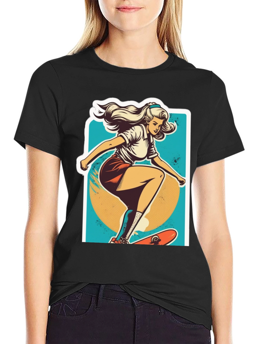 Skater Girl Graphic Tee - Cool Retro Style