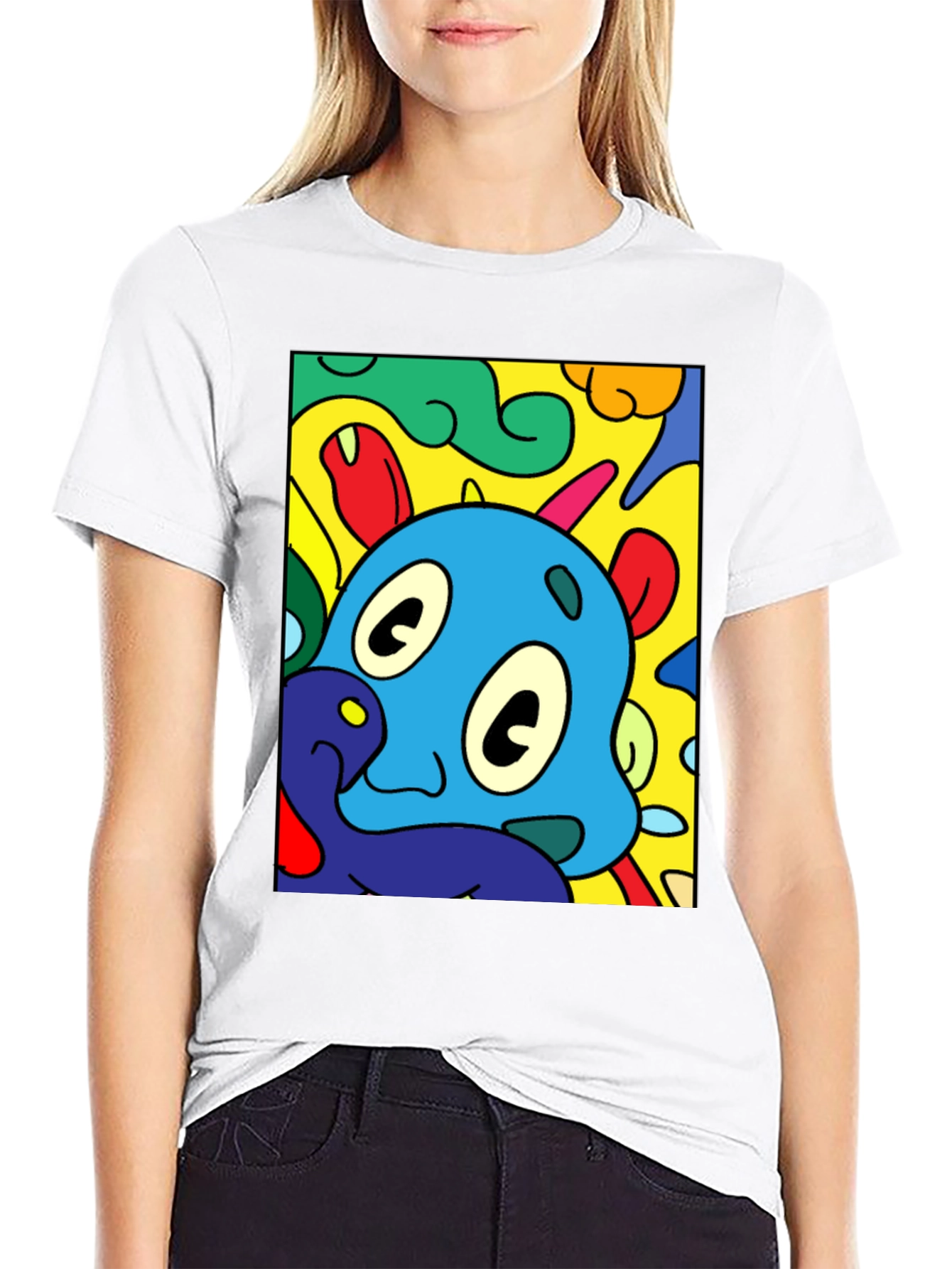 Cartoon Character Graphic Black T-Shirt