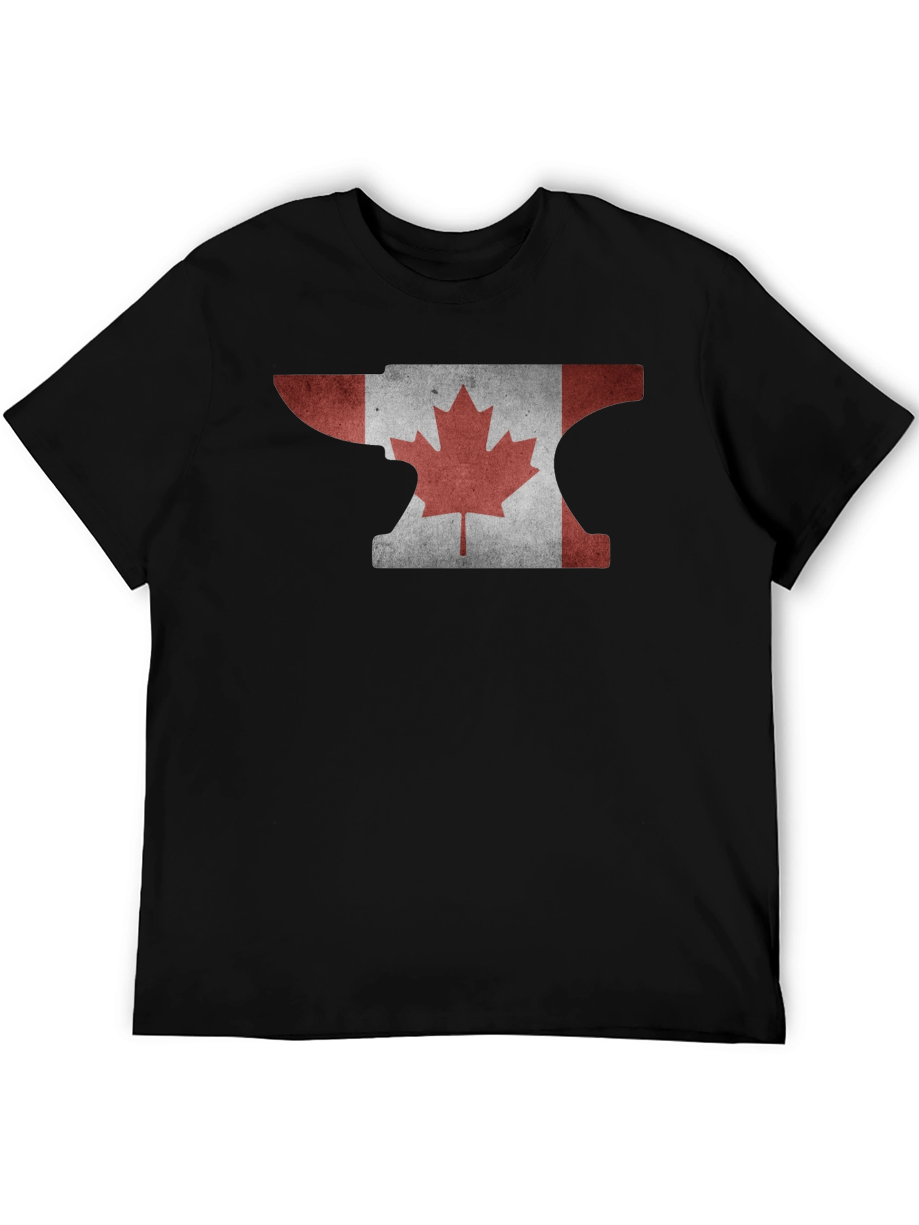 Canadian Flag Anvil Graphic T-Shirt - Black