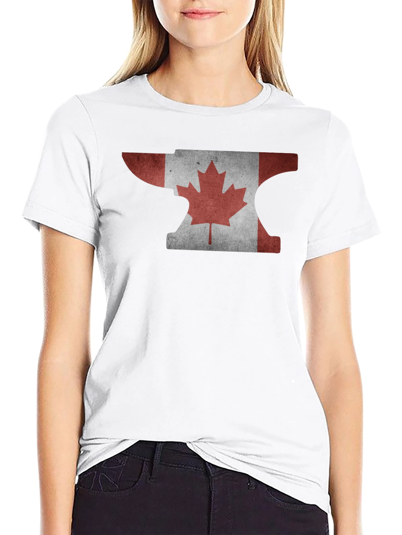 Canadian Flag Anvil Graphic T-Shirt - Black