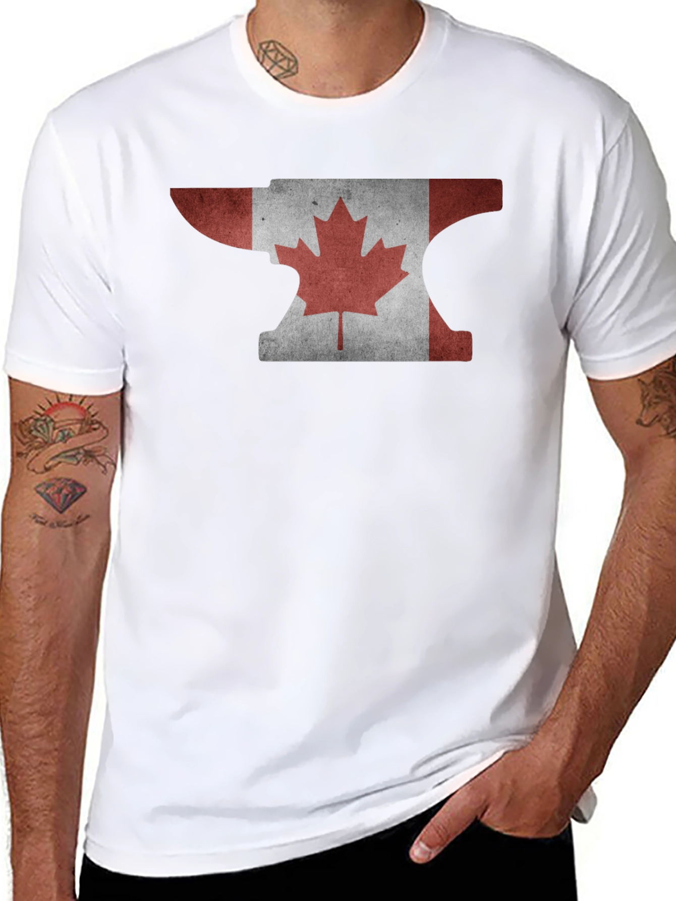 Canadian Flag Anvil Graphic T-Shirt - Black