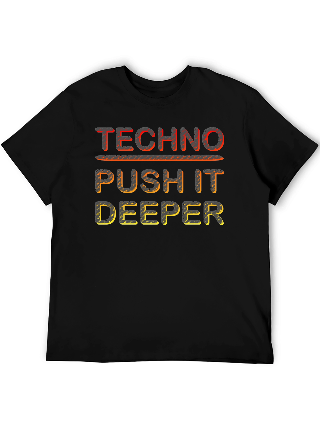 Techno Push It Deeper Black Graphic Tee