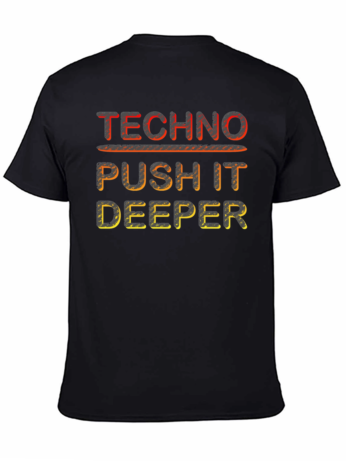 Techno Push It Deeper Black Graphic Tee