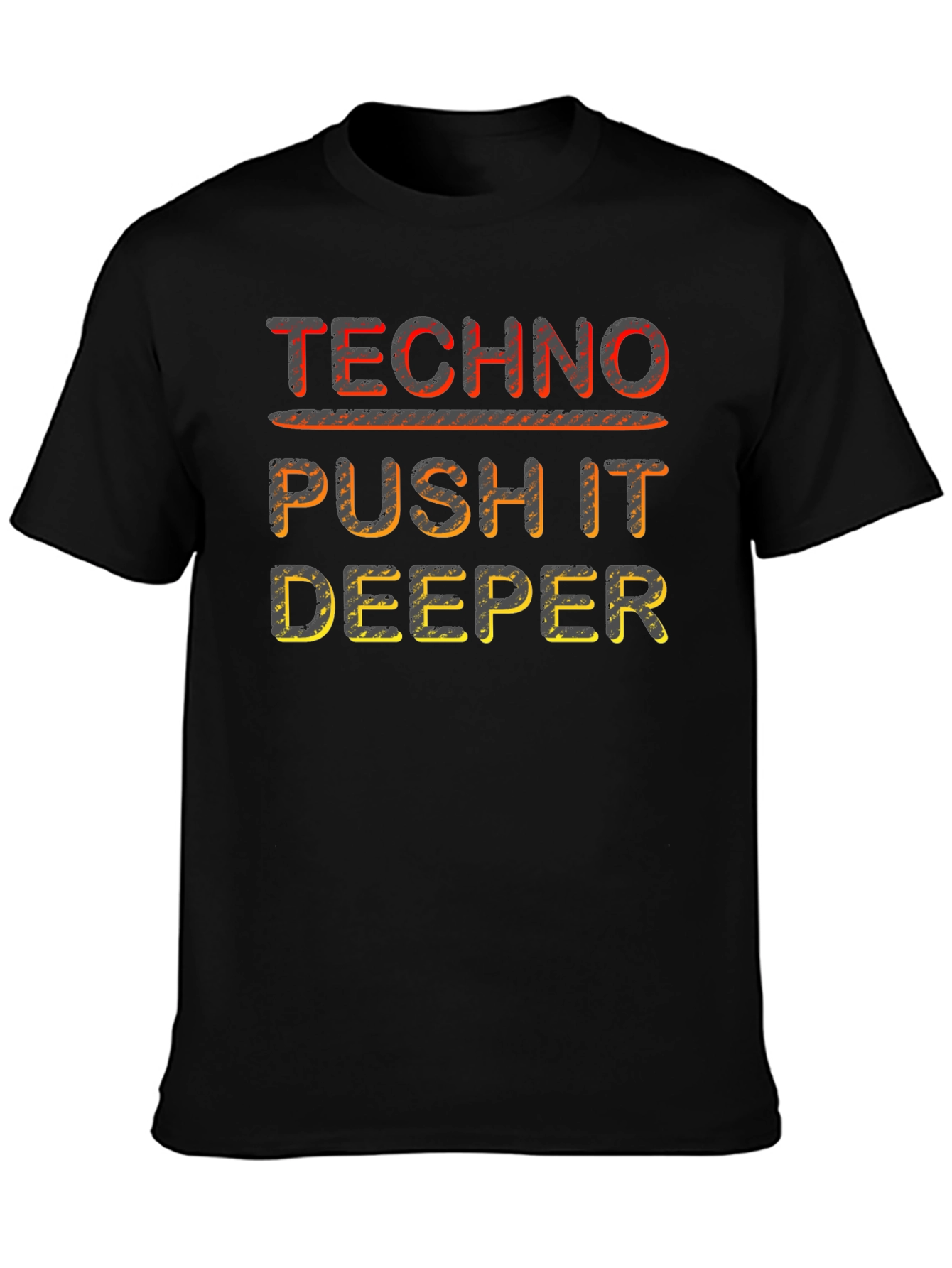 Techno Push It Deeper Black Graphic Tee