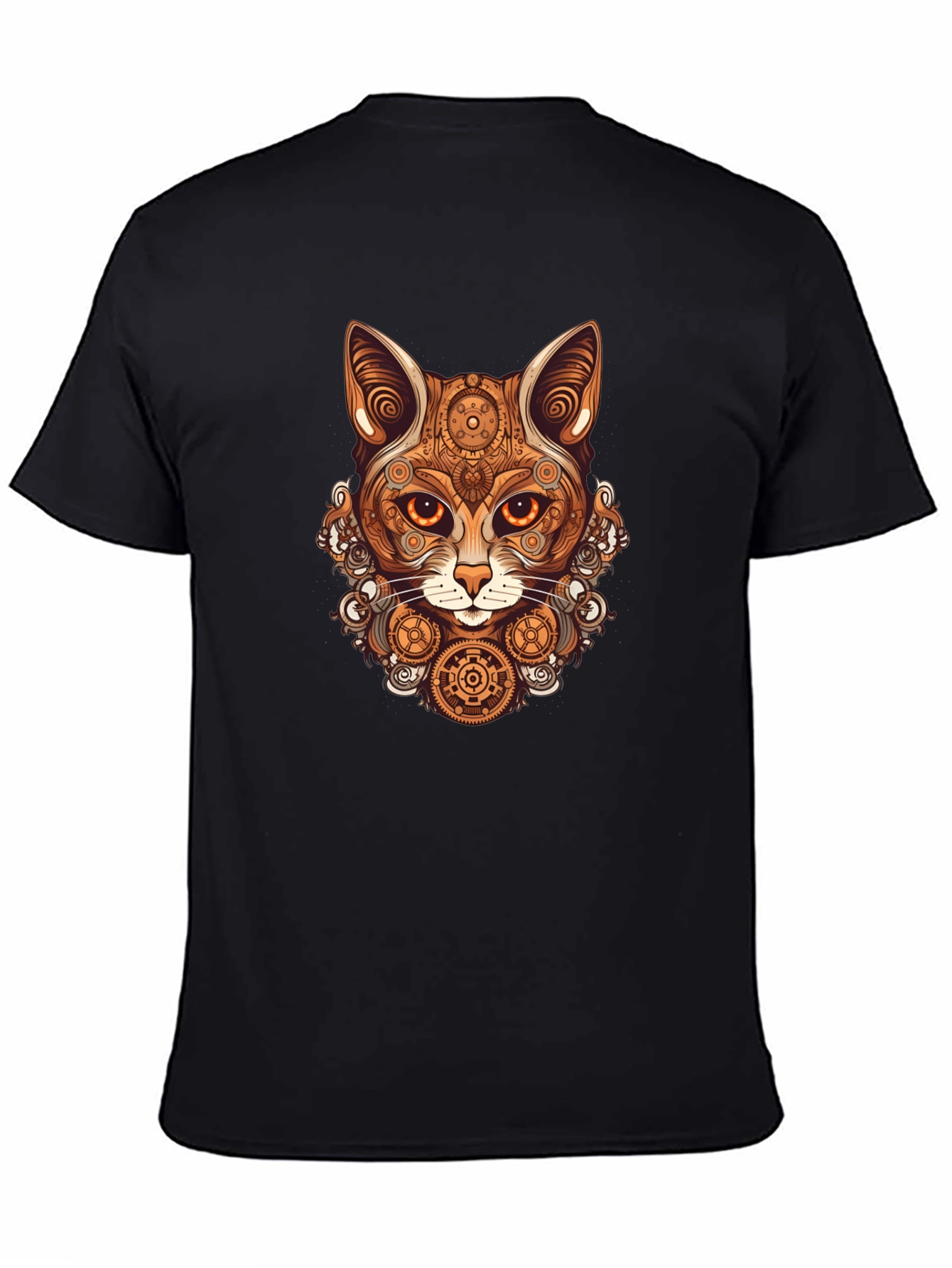 Steampunk Cat T-Shirt - Gearwork Feline Design