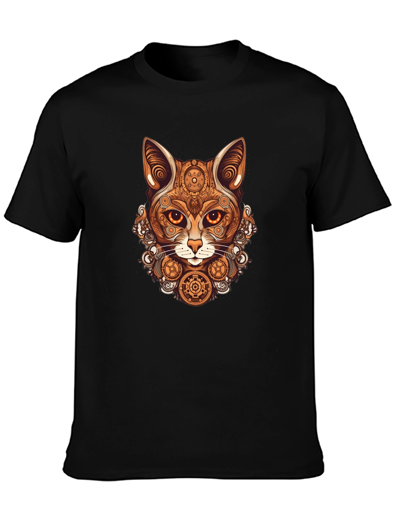 Steampunk Cat T-Shirt - Gearwork Feline Design