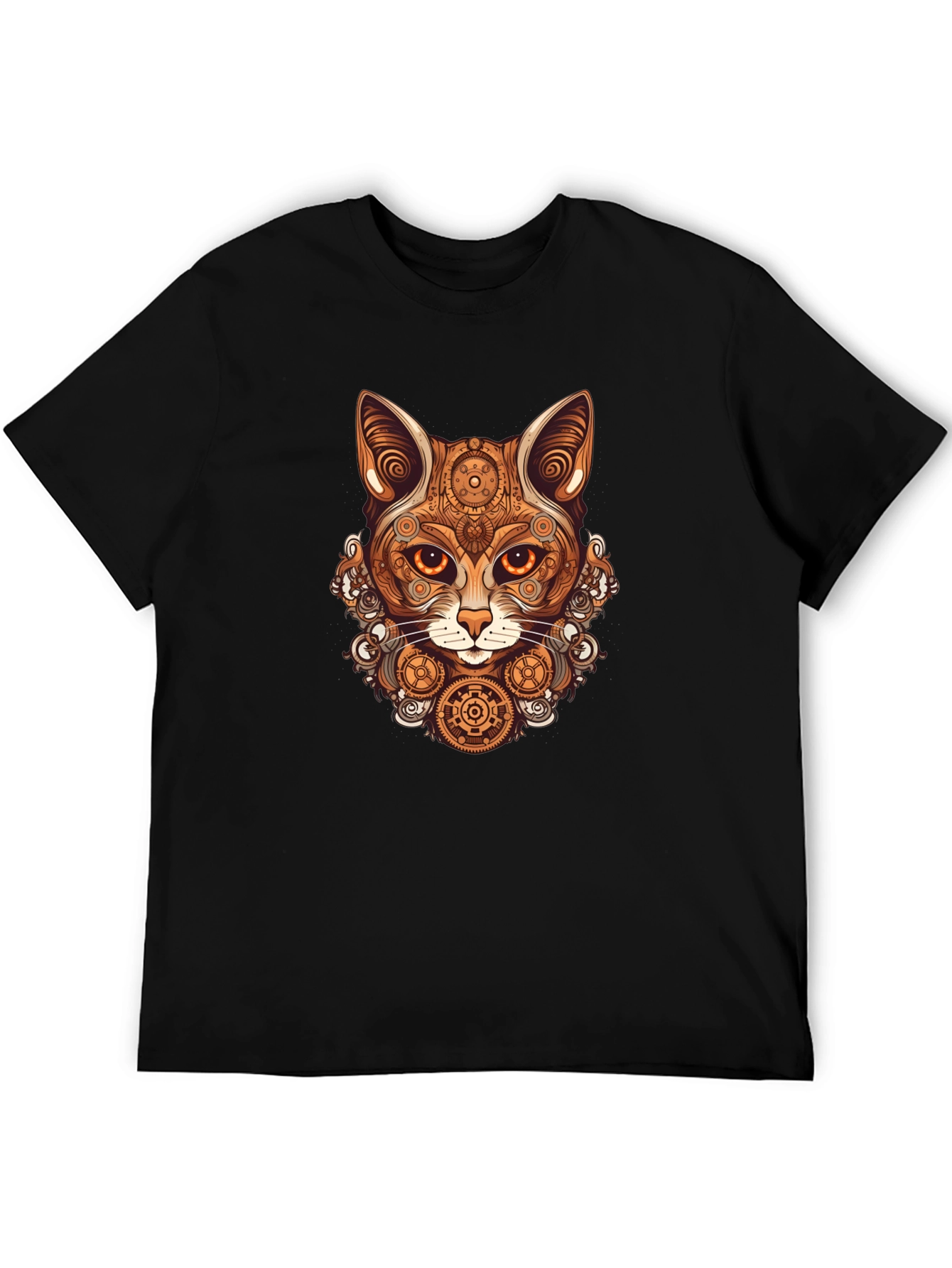 Steampunk Cat T-Shirt - Gearwork Feline Design