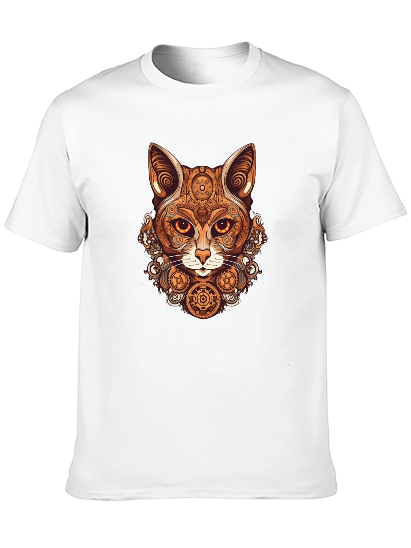 Steampunk Cat T-Shirt - Gearwork Feline Design