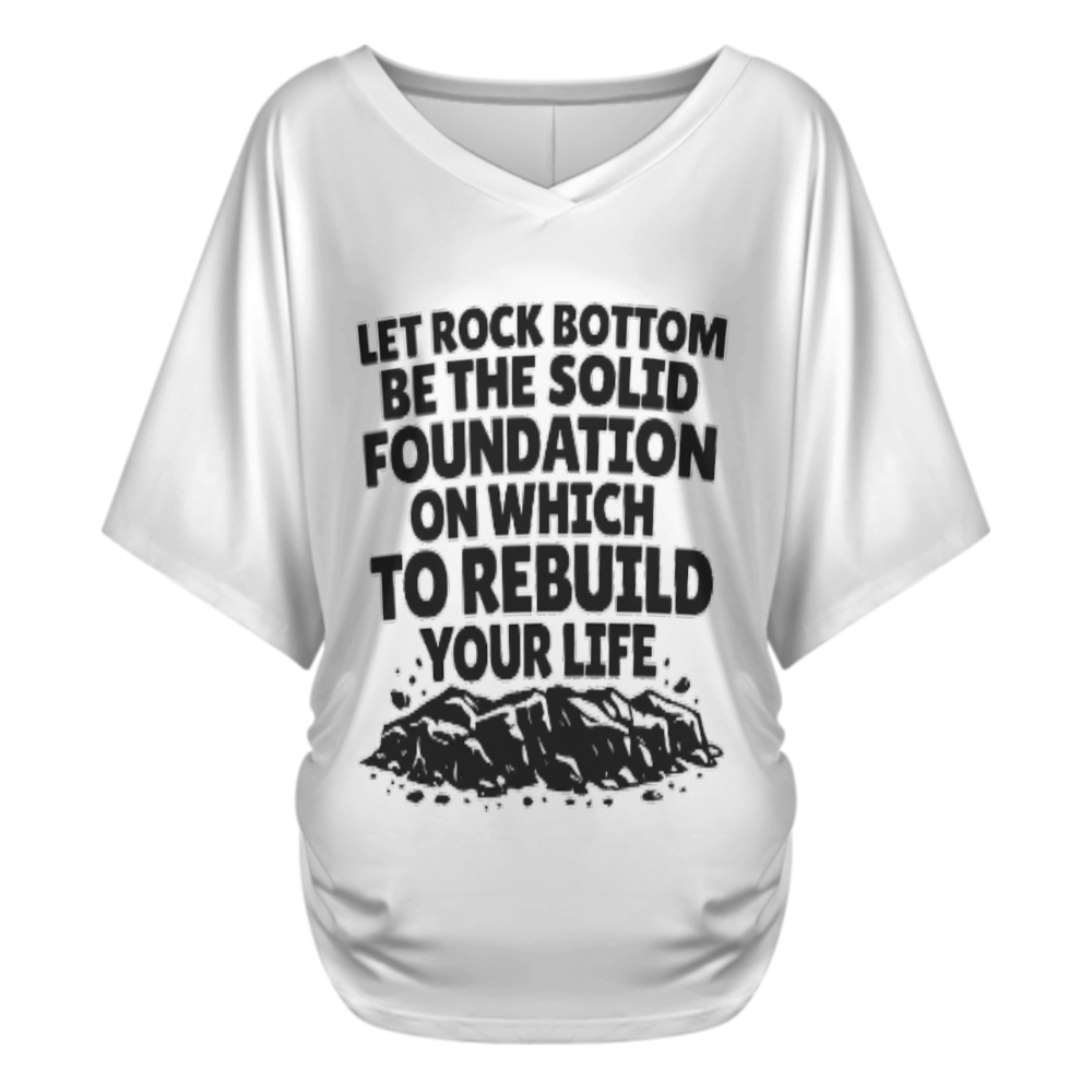 Rock Bottom Motivation Graphic Tee – Inspirational Rebuild Your Life Quote Shirt(z438)