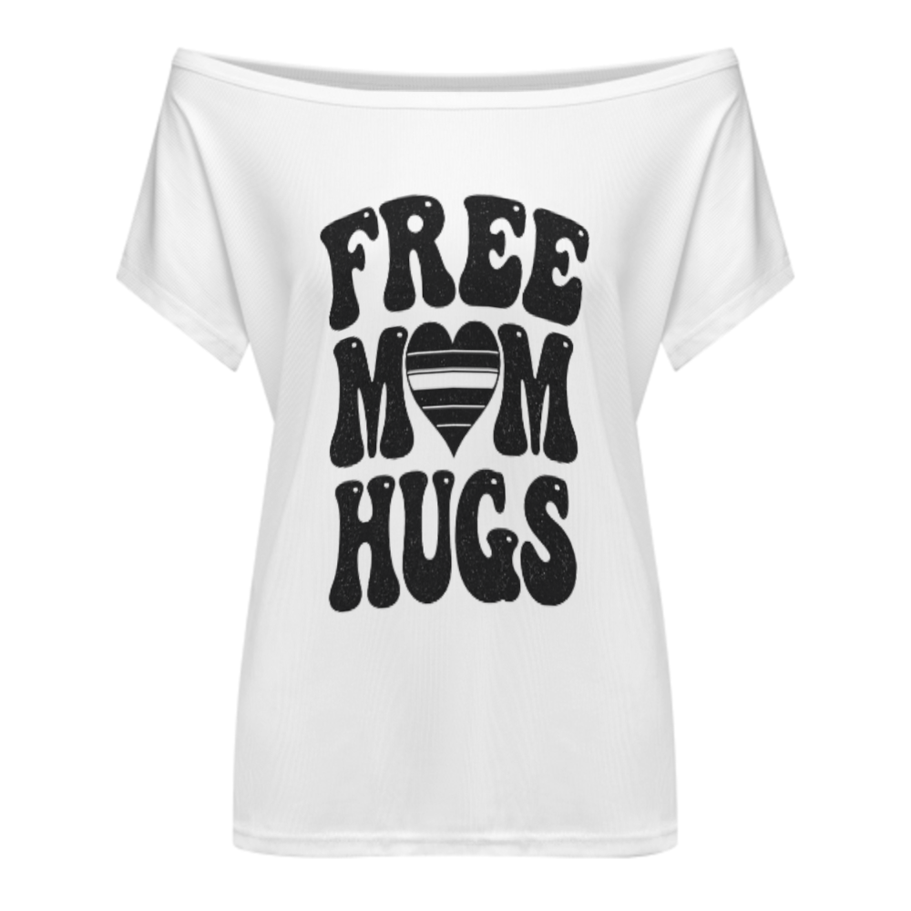 Free Mom Hugs Retro Graphic Tee – Cute Vintage Pride Inspired Comfort Shirt for Women(z420)