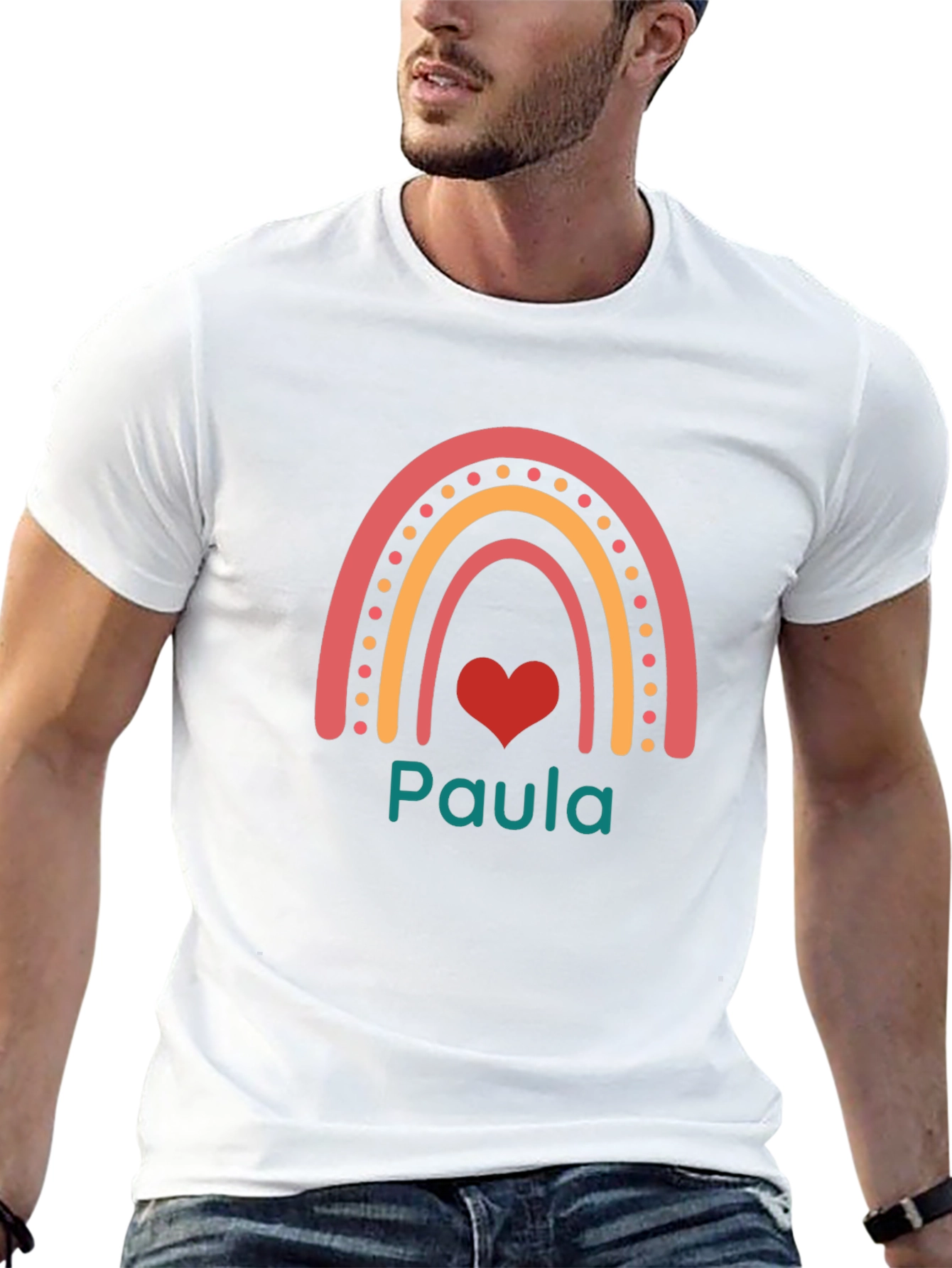 Paula Rainbow Heart Graphic Tee - Black Casual T-Shirt