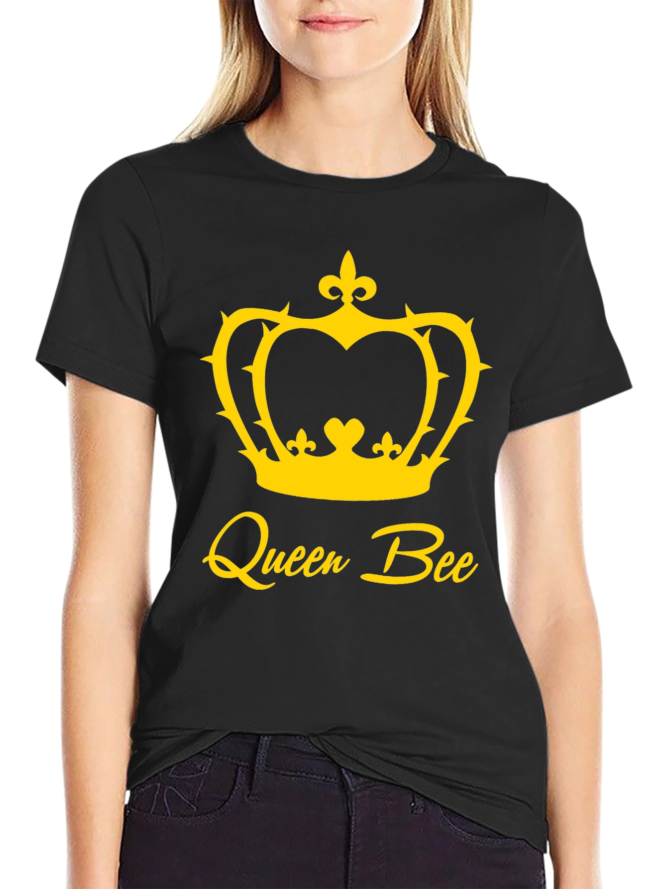 Queen Bee Graphic Tee - Black Cotton T-Shirt