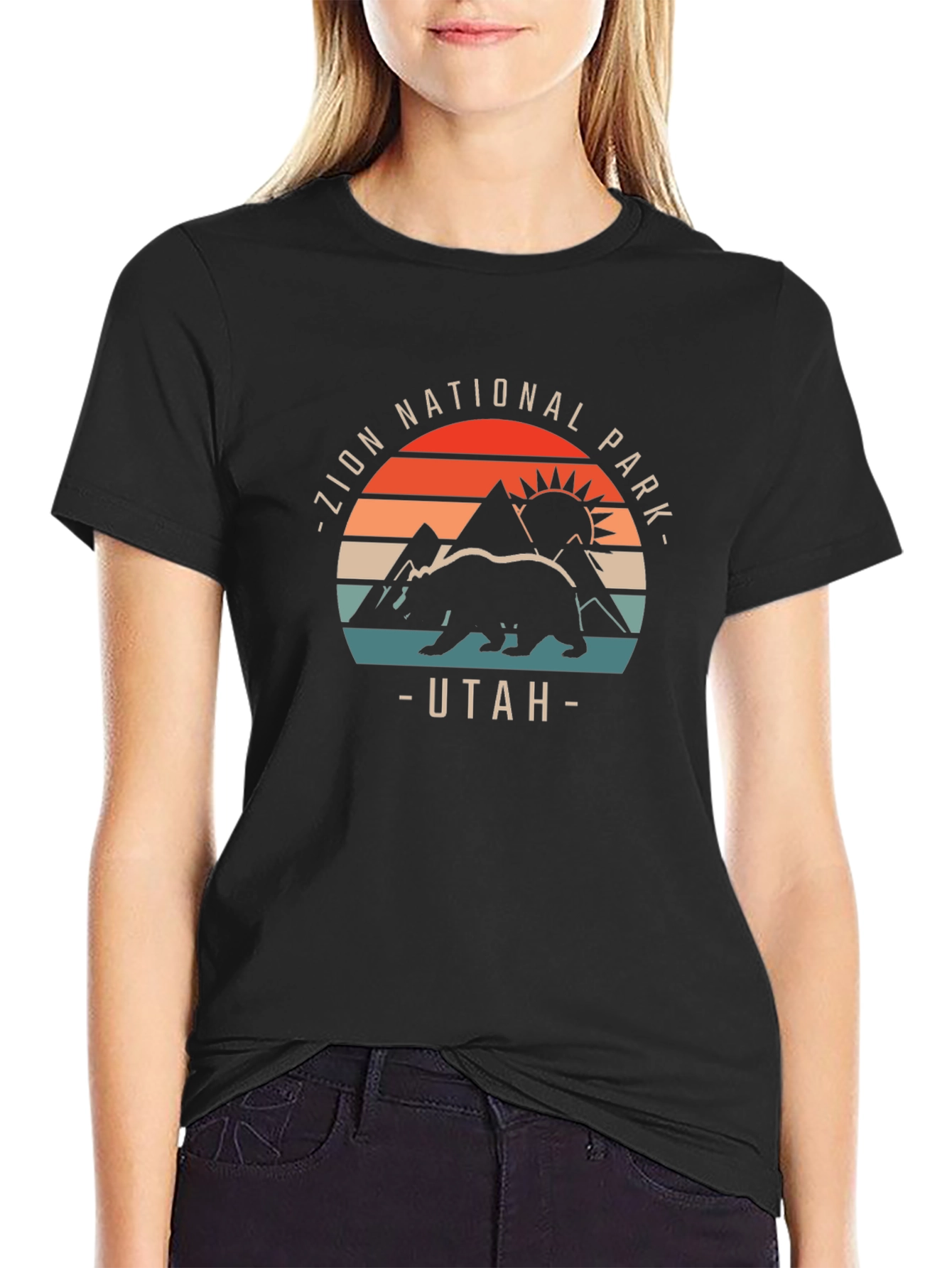 Zion National Park T-Shirt Utah Bear Graphic Tee