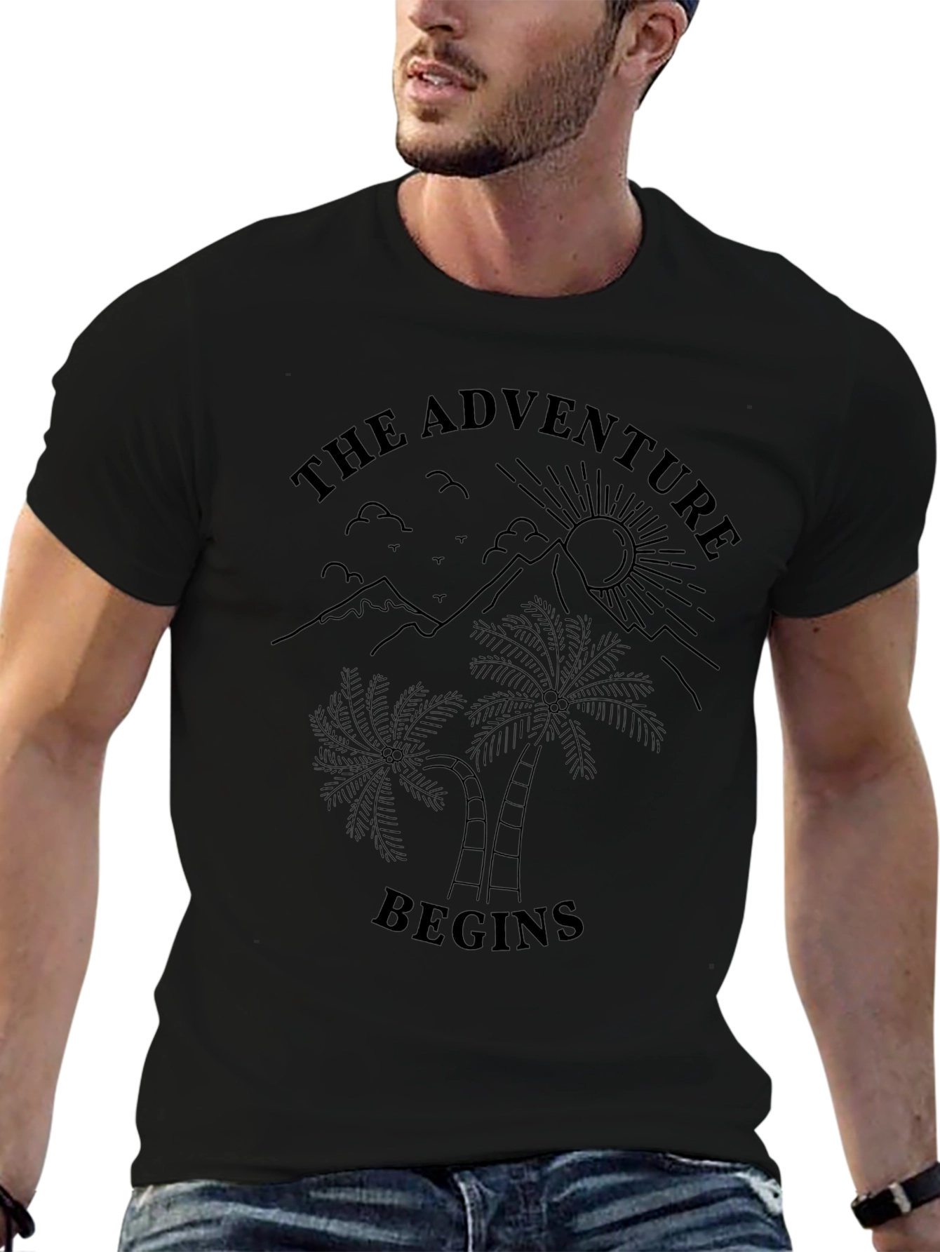 Adventure Begins Graphic Tee - Black