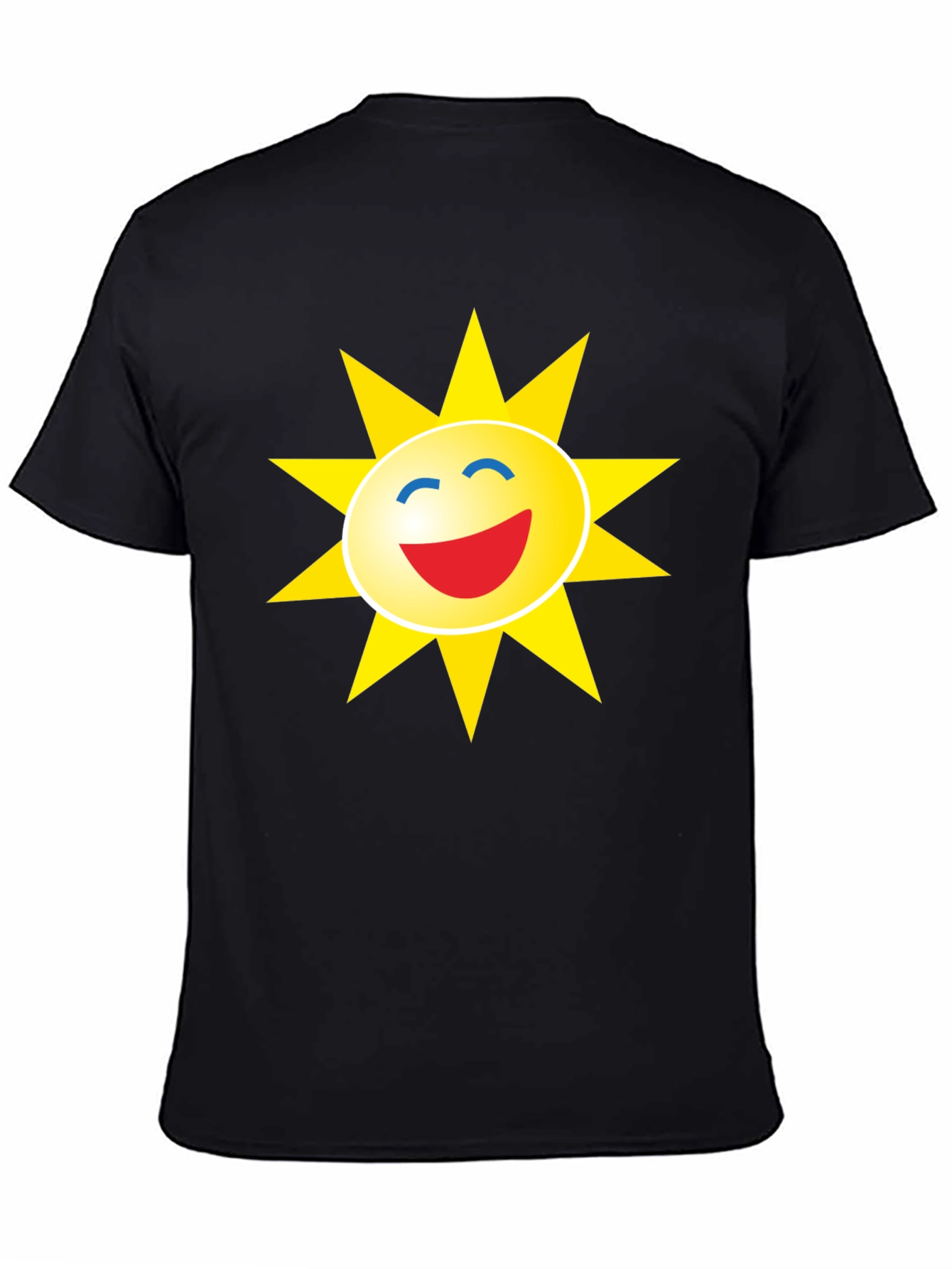 Smiley Sun Graphic Black T-Shirt