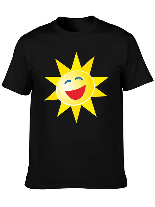 Smiley Sun Graphic Black T-Shirt