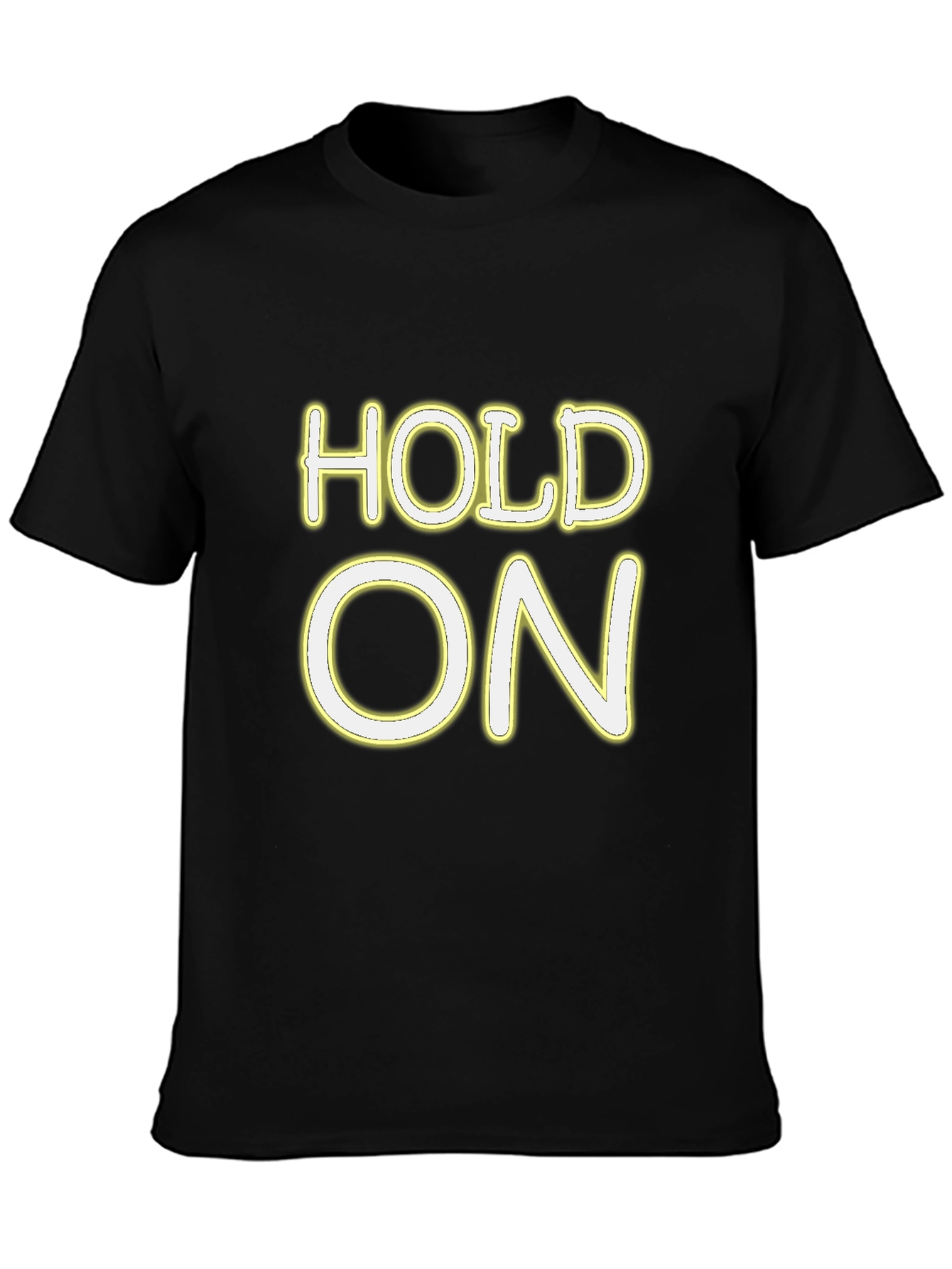 Hold On Graphic Tee - Black Crew Neck Shirt