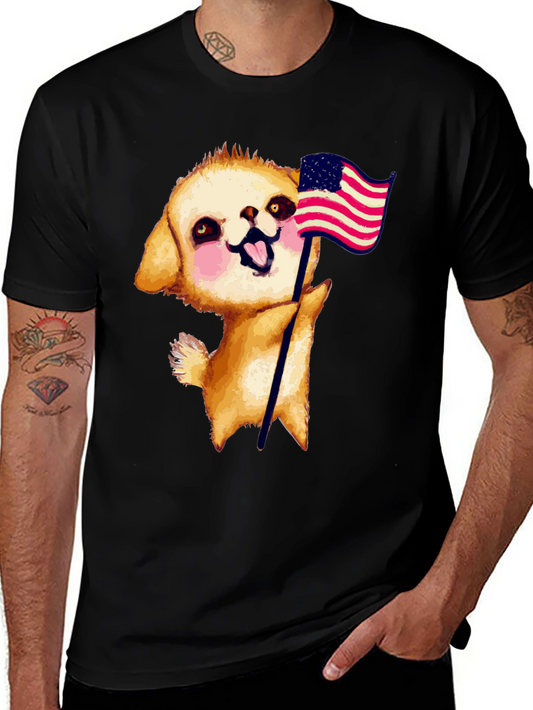 Puppy American Flag Graphic Tee