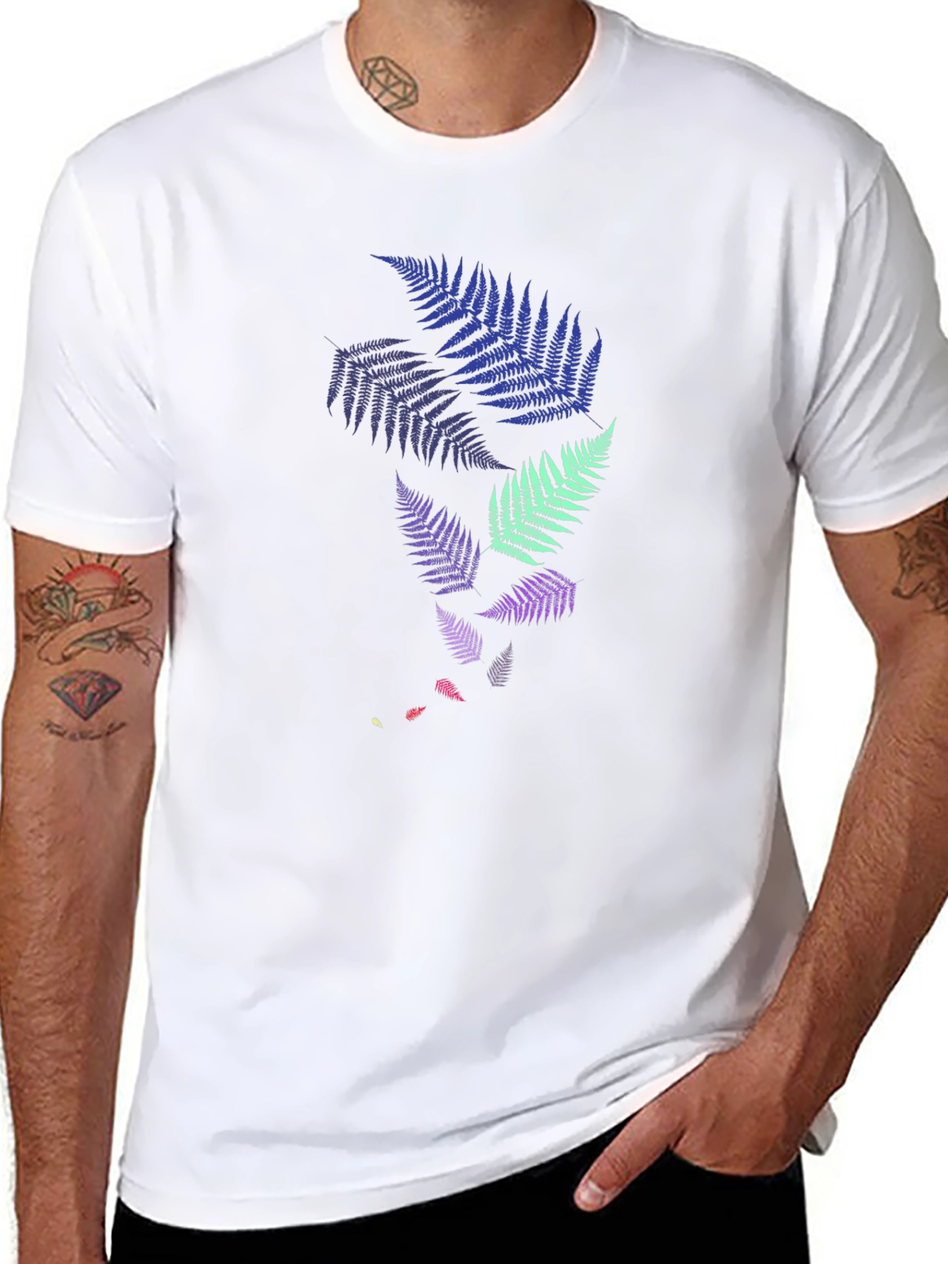 Fern Design Black T-Shirt