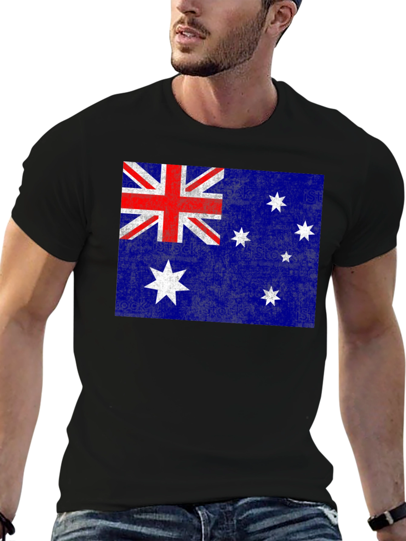 Australian Flag Graphic Tee | Black Cotton Blend
