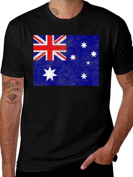 Australian Flag Graphic Tee | Black Cotton Blend