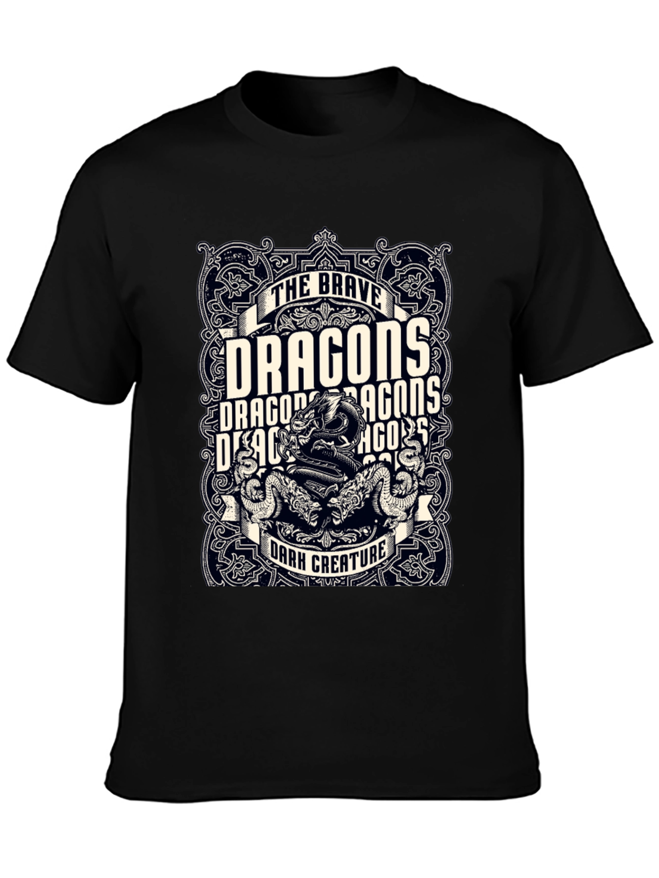 Dragon Graphic Print Black T-Shirt