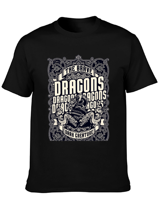 Dragon Graphic Print Black T-Shirt