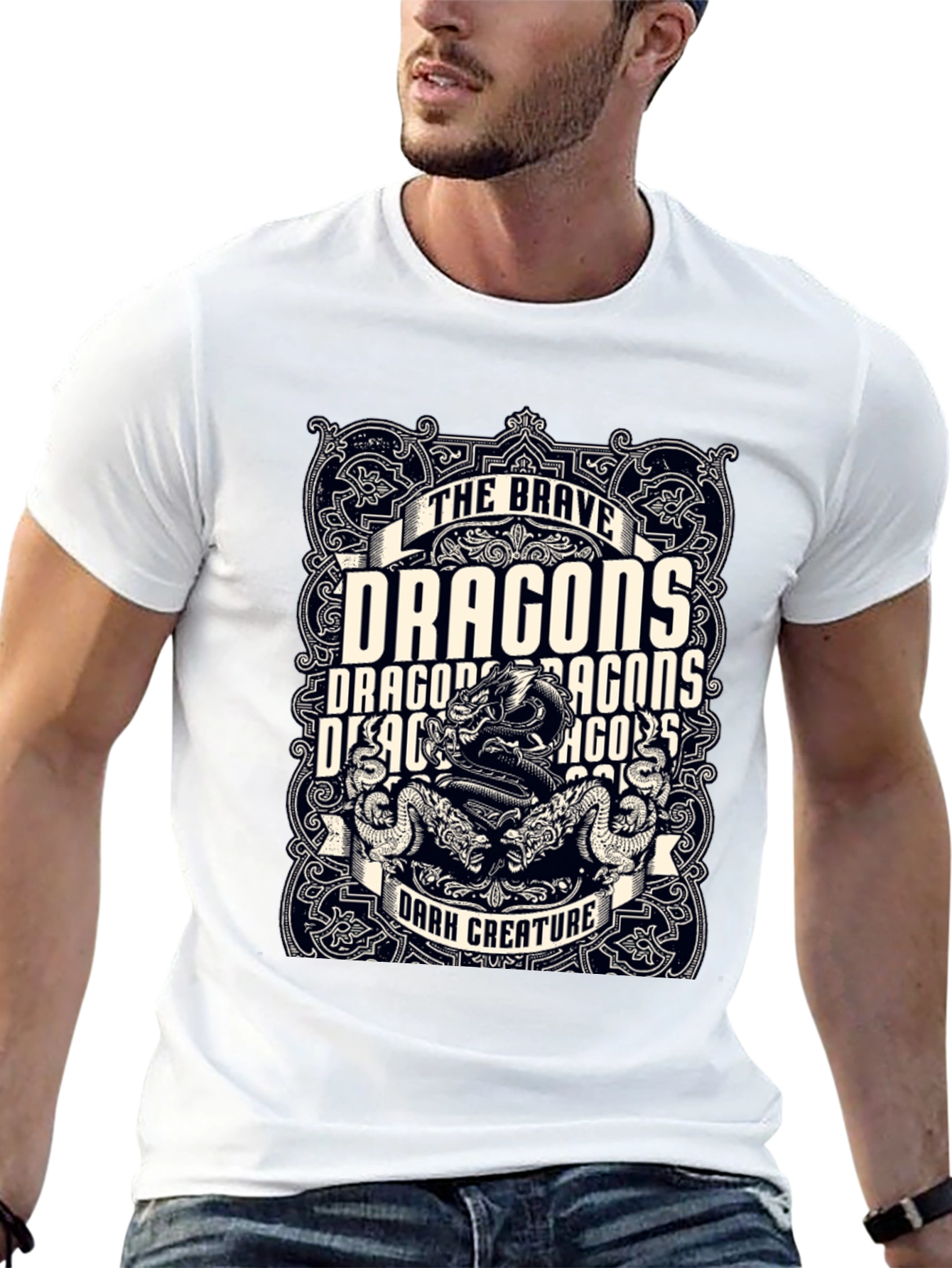 Dragon Graphic Print Black T-Shirt